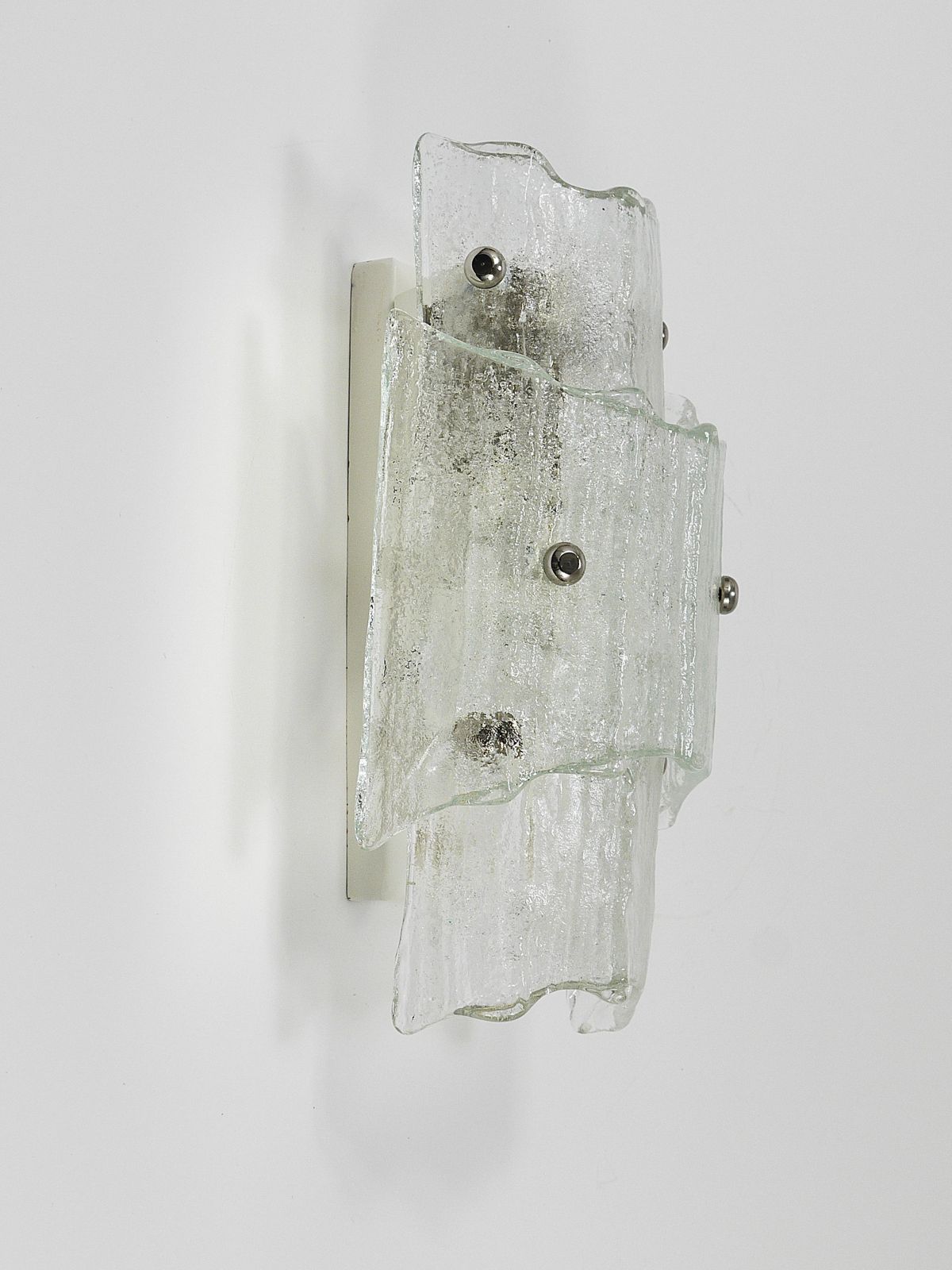 photo buy J.T. Kalmar Vienna Pair Mid Century Frosted Ice Glass Sconces, Austria, 1960s