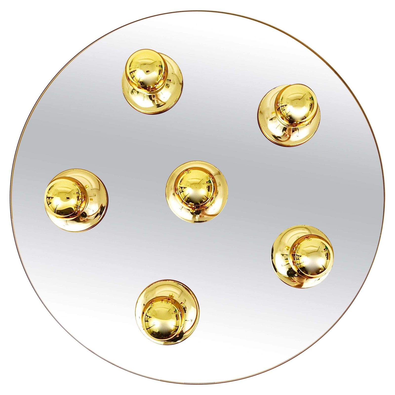 Fontana Arte Style Gold Bronze Mirror Glass Flush Mount Or Sconce, Italy, 1970s