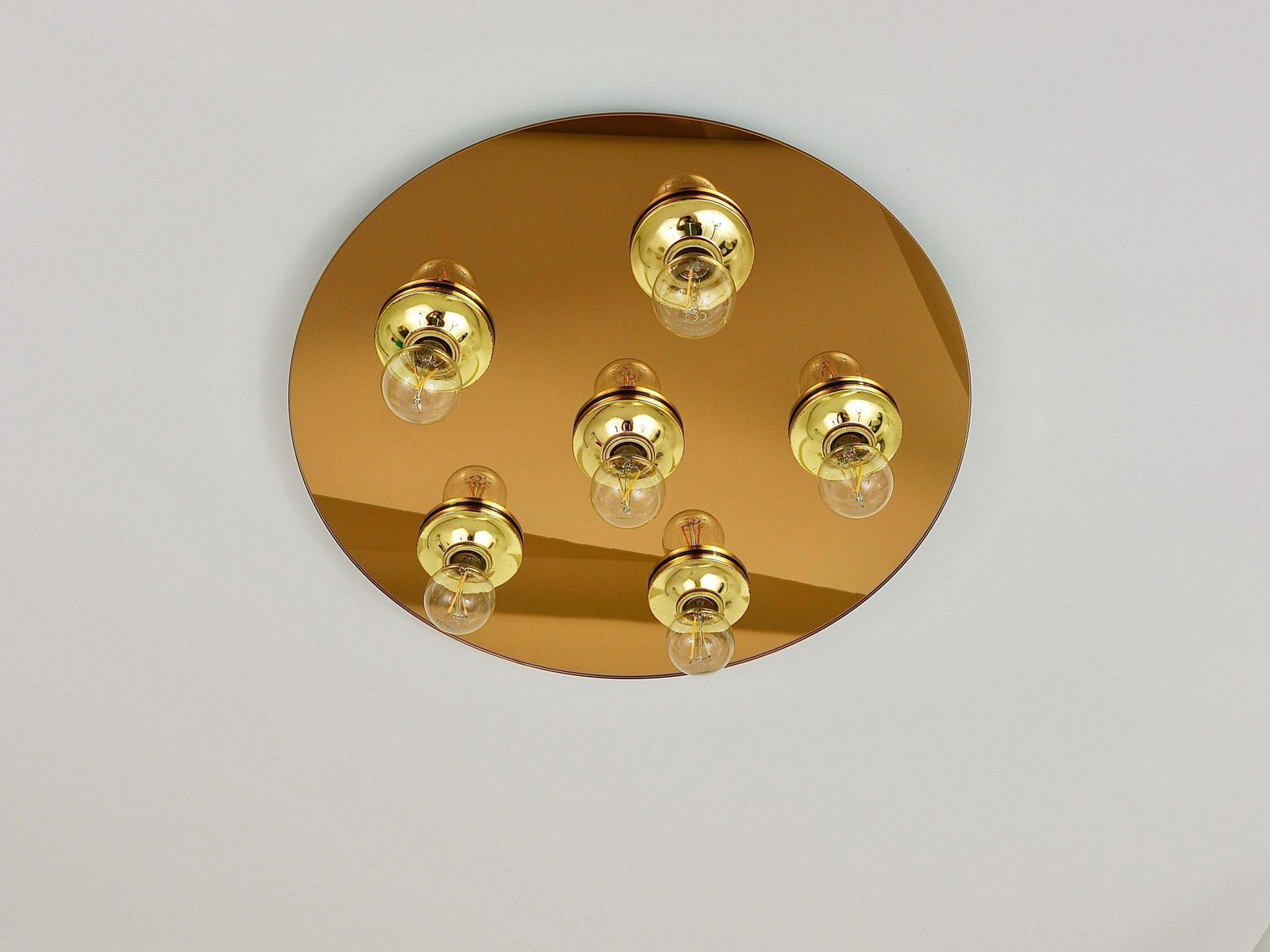 Fontana Arte Style Gold Bronze Mirror Glass Flush Mount Or Sconce, Italy, 1970s photo buy
