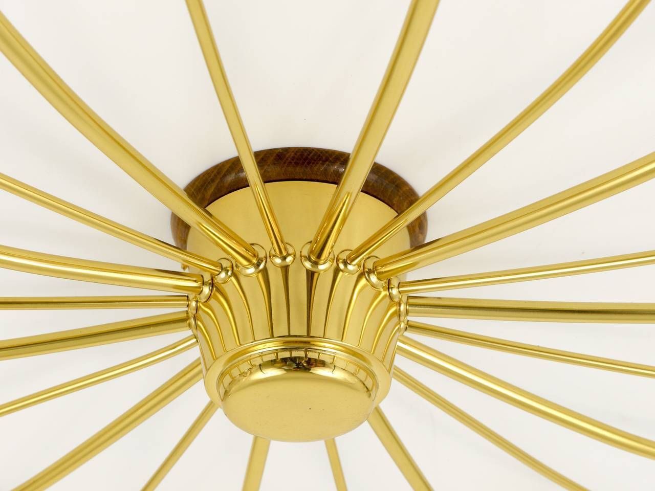 photo furniture Large J.T. Kalmar Sonne Sun Brass Spider Chandelier Flush Mount, Austria, 1950s