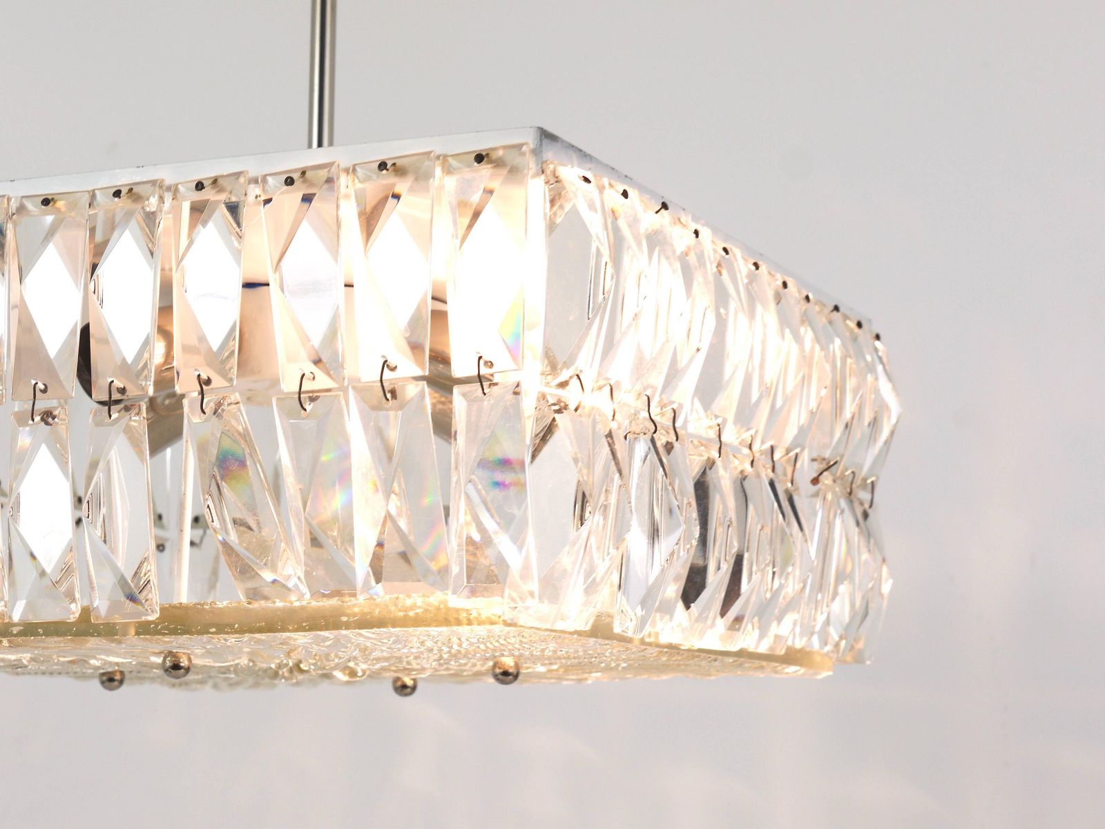 Bakalowits Vienna Midcentury Faceted Crystals Chandelier, Austria, 1960s photo vintage