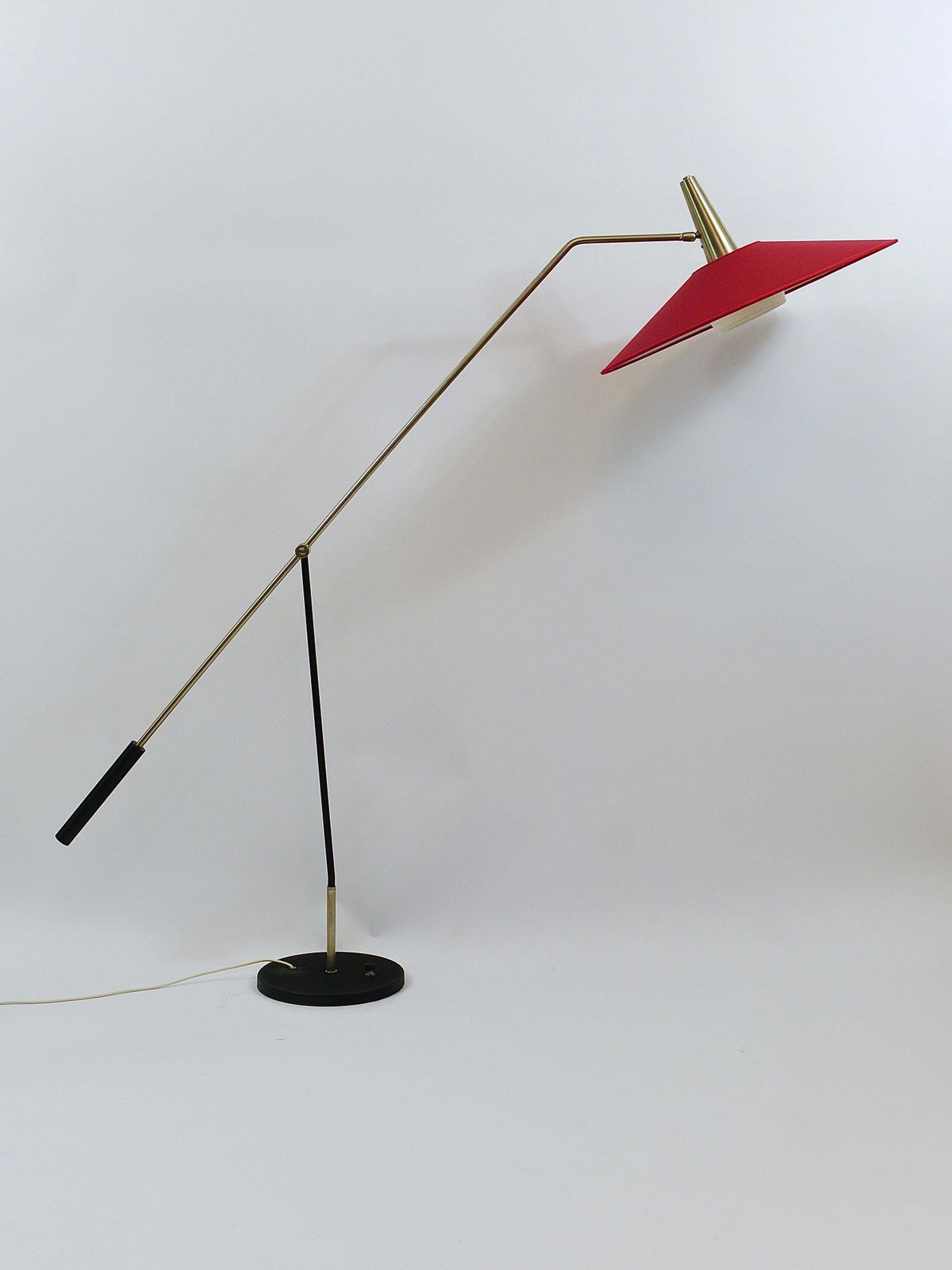 photo for sale Rupert Nikoll Articulating Counterweight Midcentury Floor Lamp, Nickel, Brass