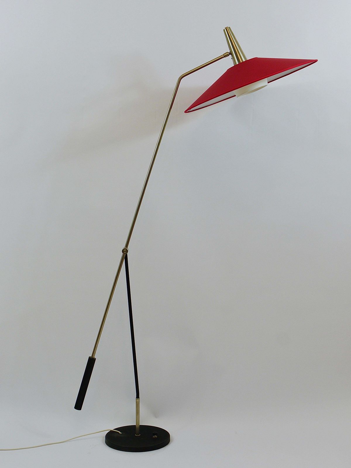 Lighting Rupert Nikoll Articulating Counterweight Midcentury Floor Lamp, Nickel, Brass photo