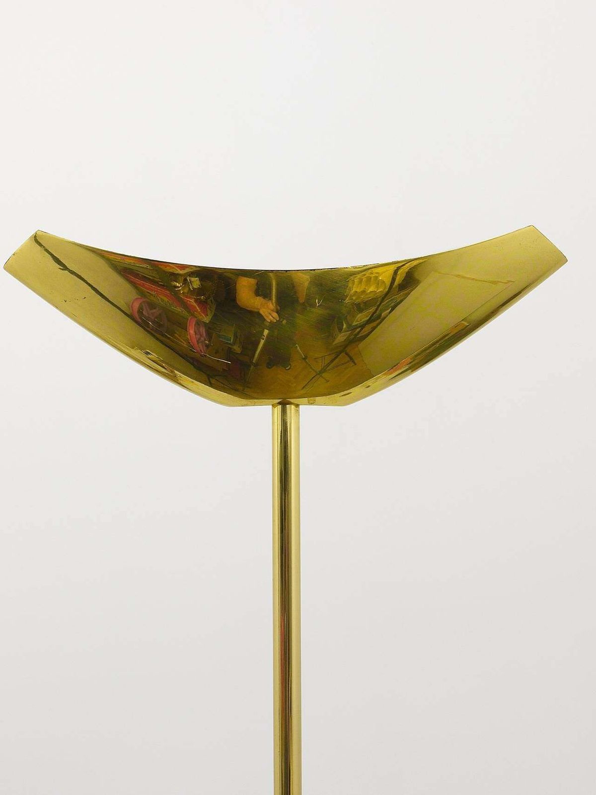 Rodolfo Dordoni Postmodern Brass & Wood Uplight Floor Lamp, Italy, 1980s photo vintage