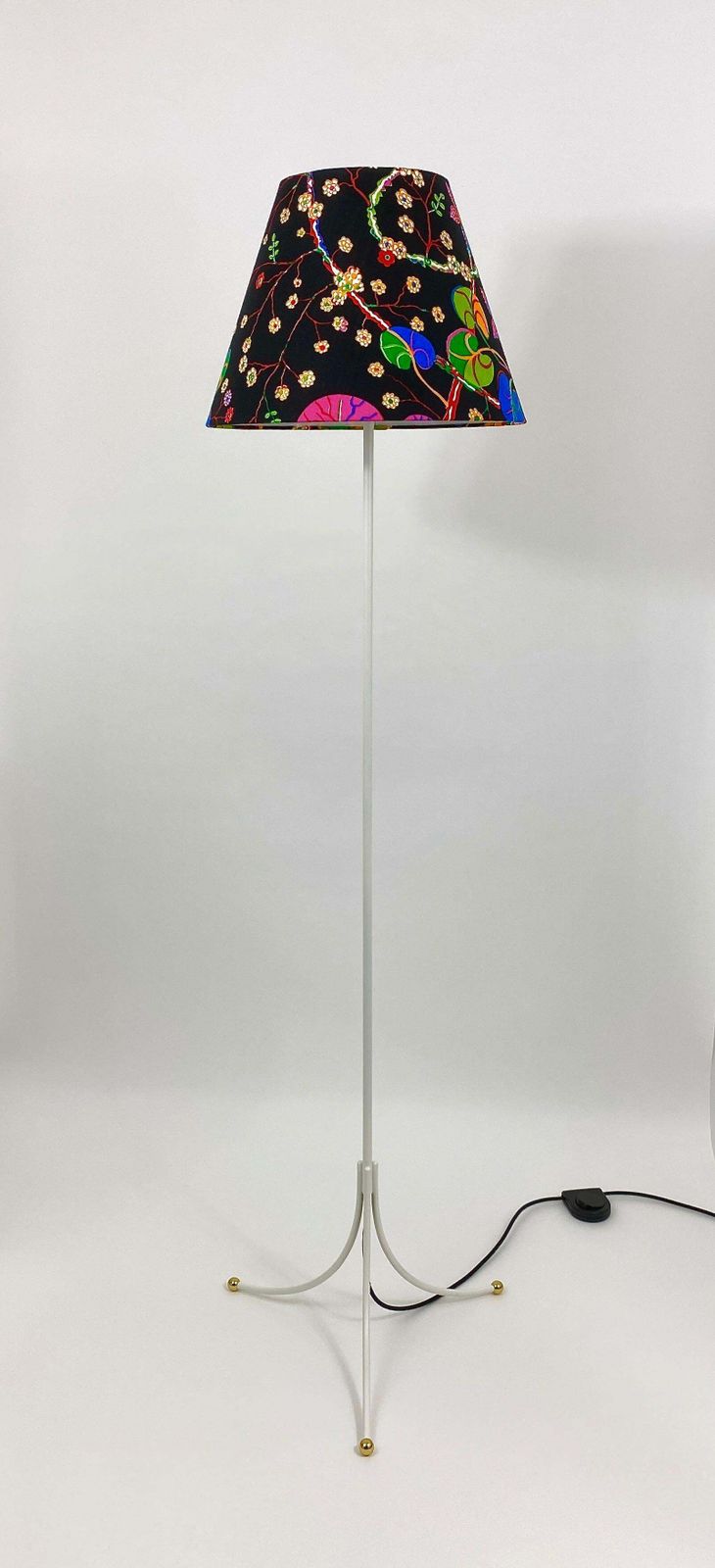 Josef Frank X J.T. Kalmar (Haus & Garten) White Tripod Brass Floor Lamp #2057 photo furniture