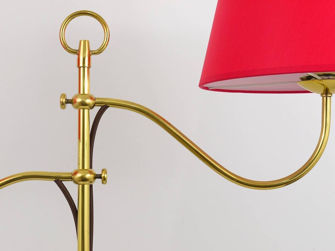 Josef Frank Two Arms Mid Century Adjustable Brass Floor Lamp, Austria, 1950s photo Lighting