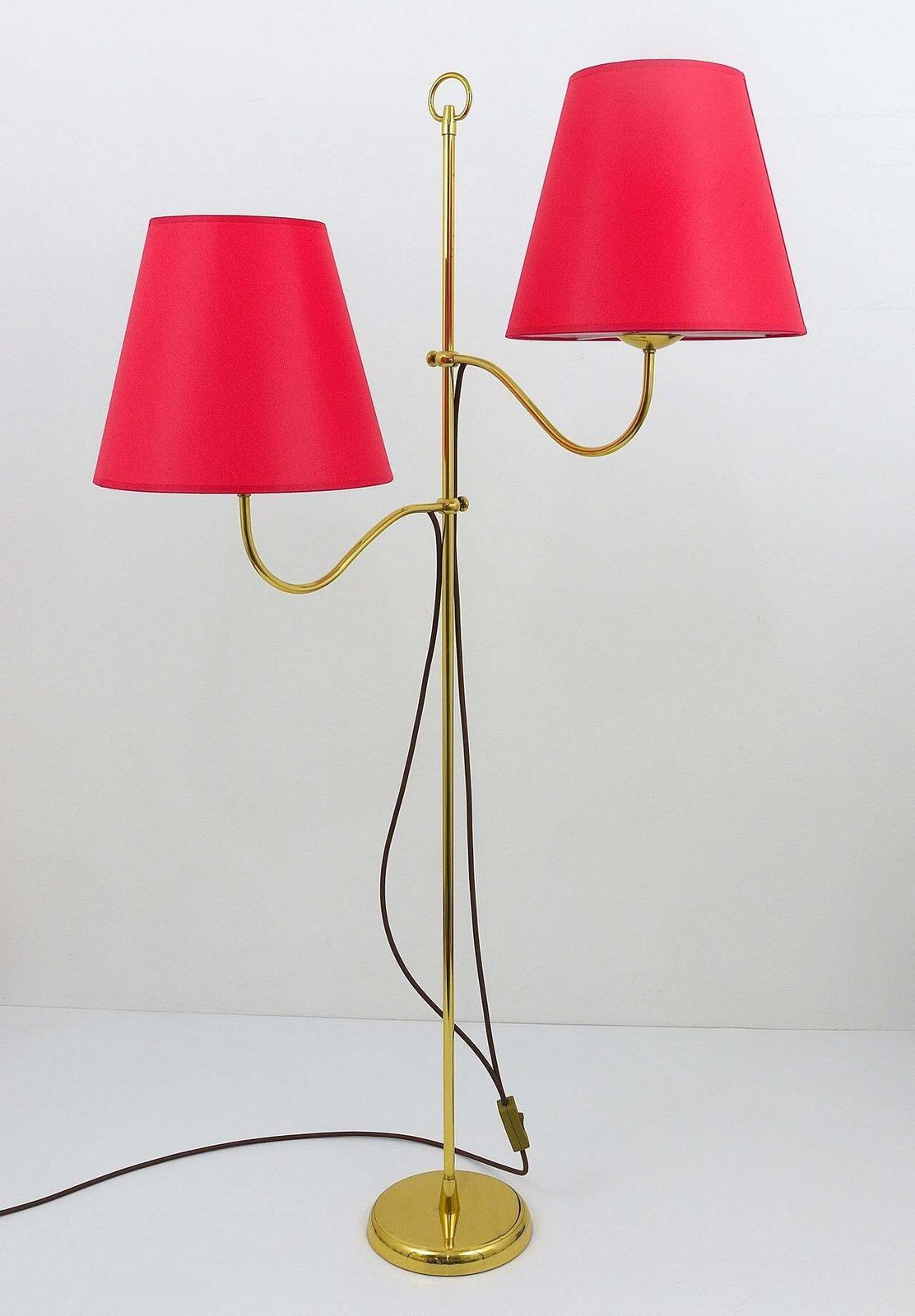 Josef Frank Two Arms Mid Century Adjustable Brass Floor Lamp, Austria, 1950s photo 4675.0