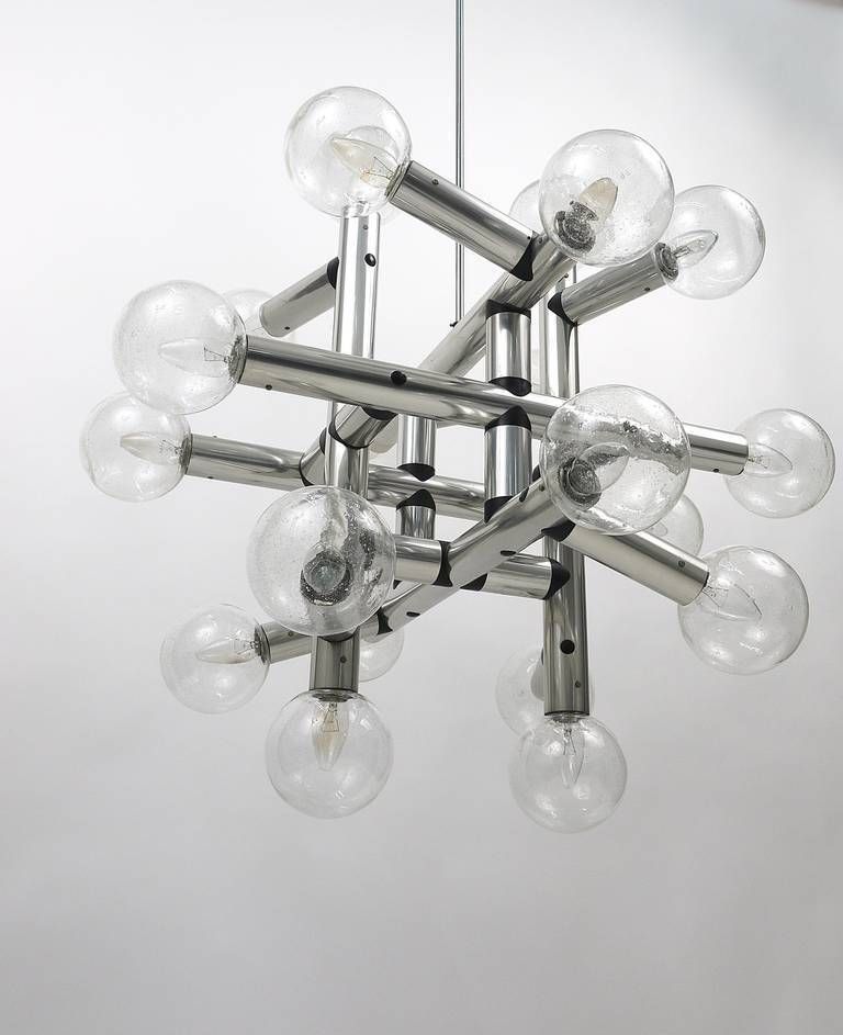 Up  Of 3 Identical J.T. Kalmar Atomic Ceiling Lamps Chandeliers, Austria, 1960s photo for sale