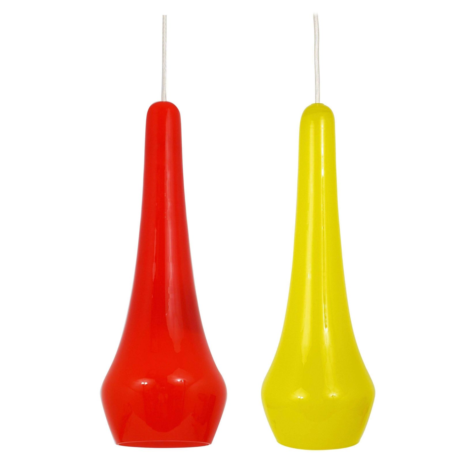 Two Gino Vistosi Murano Glass Mid Century Pendant Lamps, Italy, 1950s