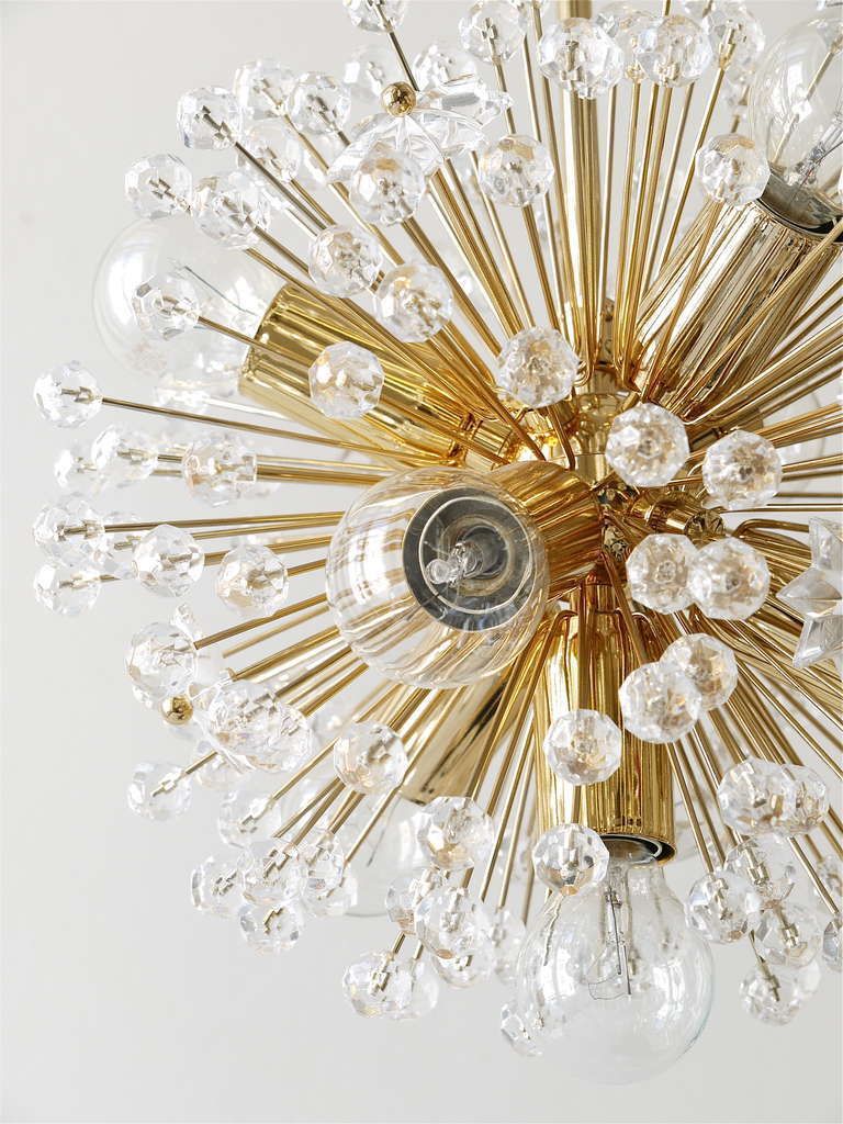 Two Emil Stejnar Gold Plated Blowball Sputnik Chandelier, Austria, 1970s photo vintage