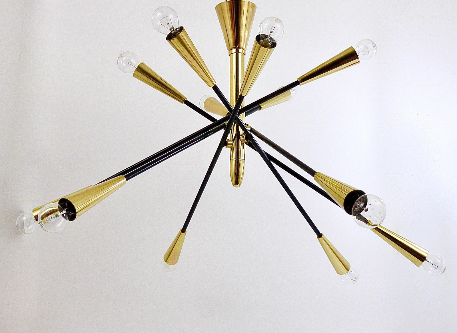 Stilnovo Style Huge Articulating Black And Brass Sputnik Chandelier, Italy, 1950 photo furniture