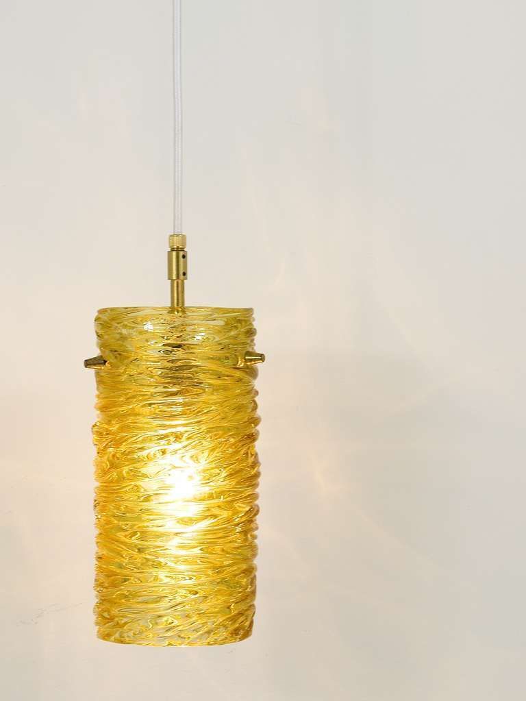 Mid Century J.T. Kalmar Modernist Glass Tube Brass Pendant Lamp, Austria, 1950s photo buy