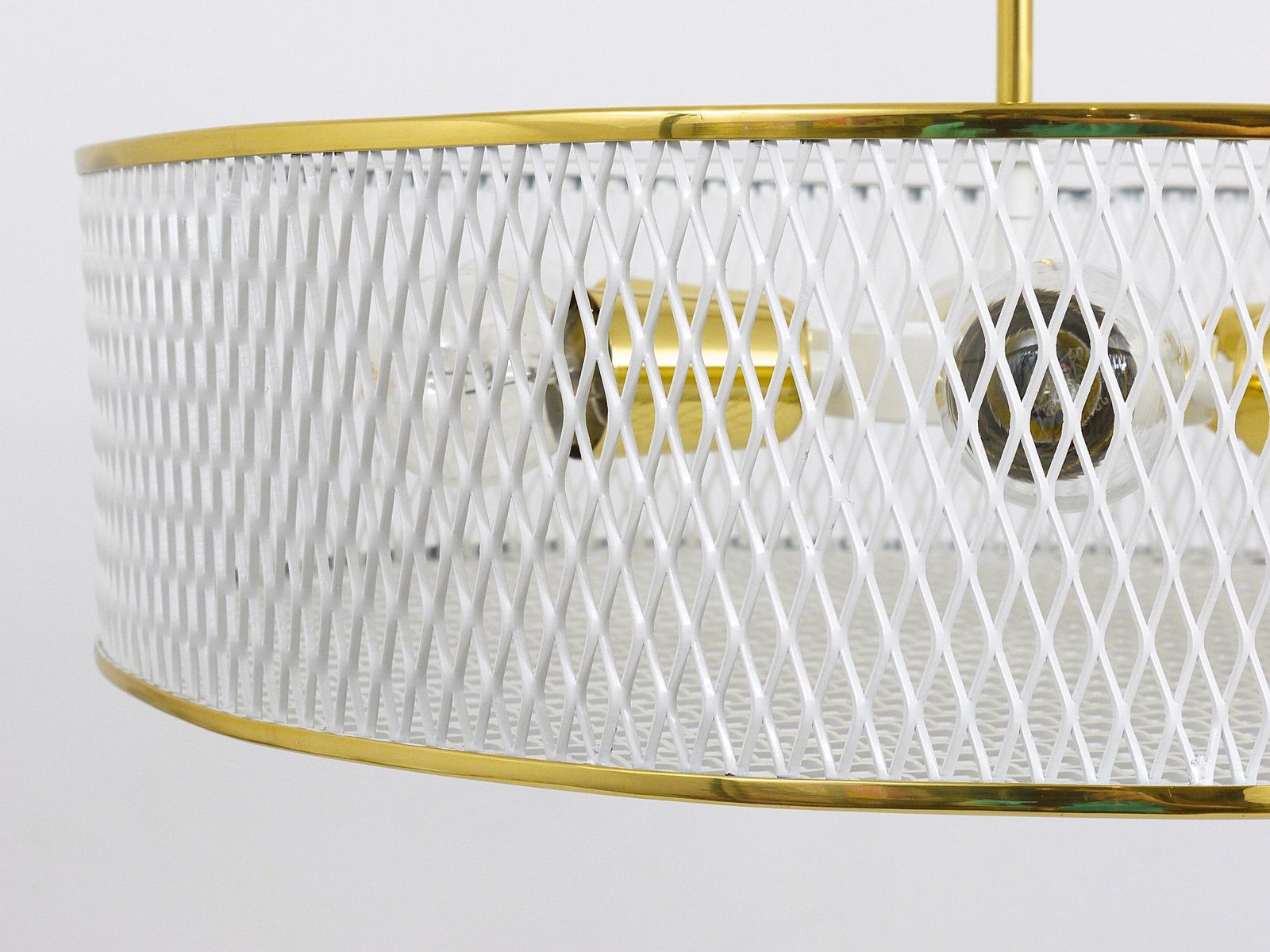 photo furniture Mathieu Matégot Style Midcentury Brass Chandelier Pendant Lamp, France, 1950s