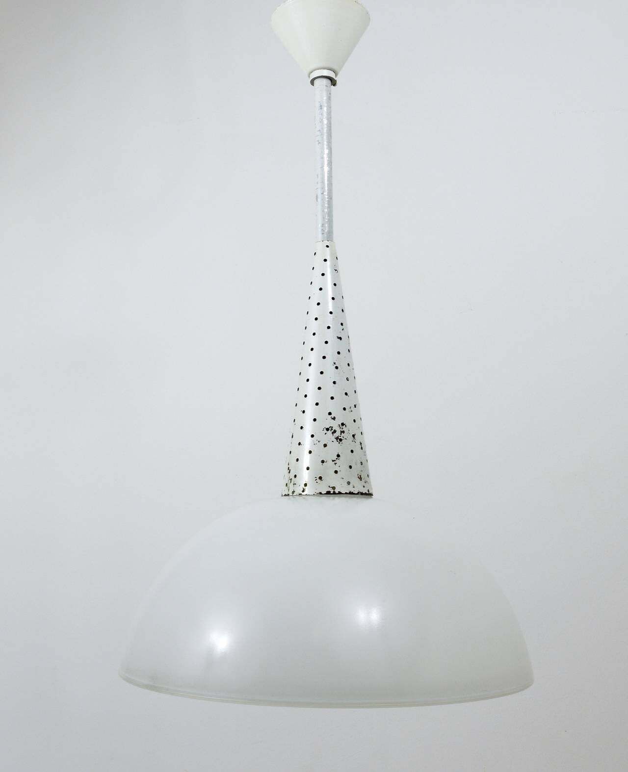 Mathieu Matégot Perforated Midcentury Pendant Lamp, Holophane, France, 1950s photo buy