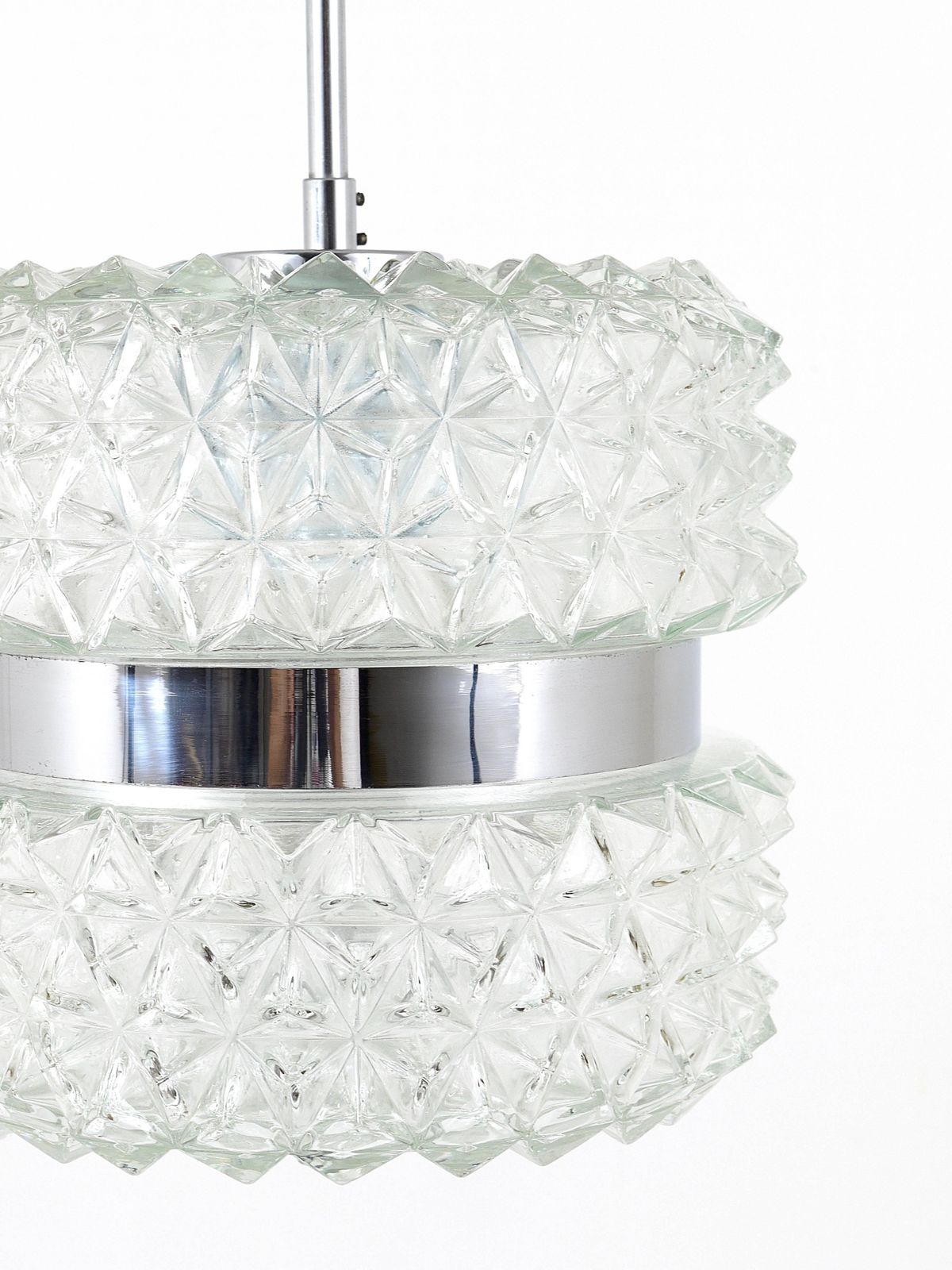 Karl Fagerlund Style Chrome And Faceted Glass Pendant Light From The 1960s photo for sale