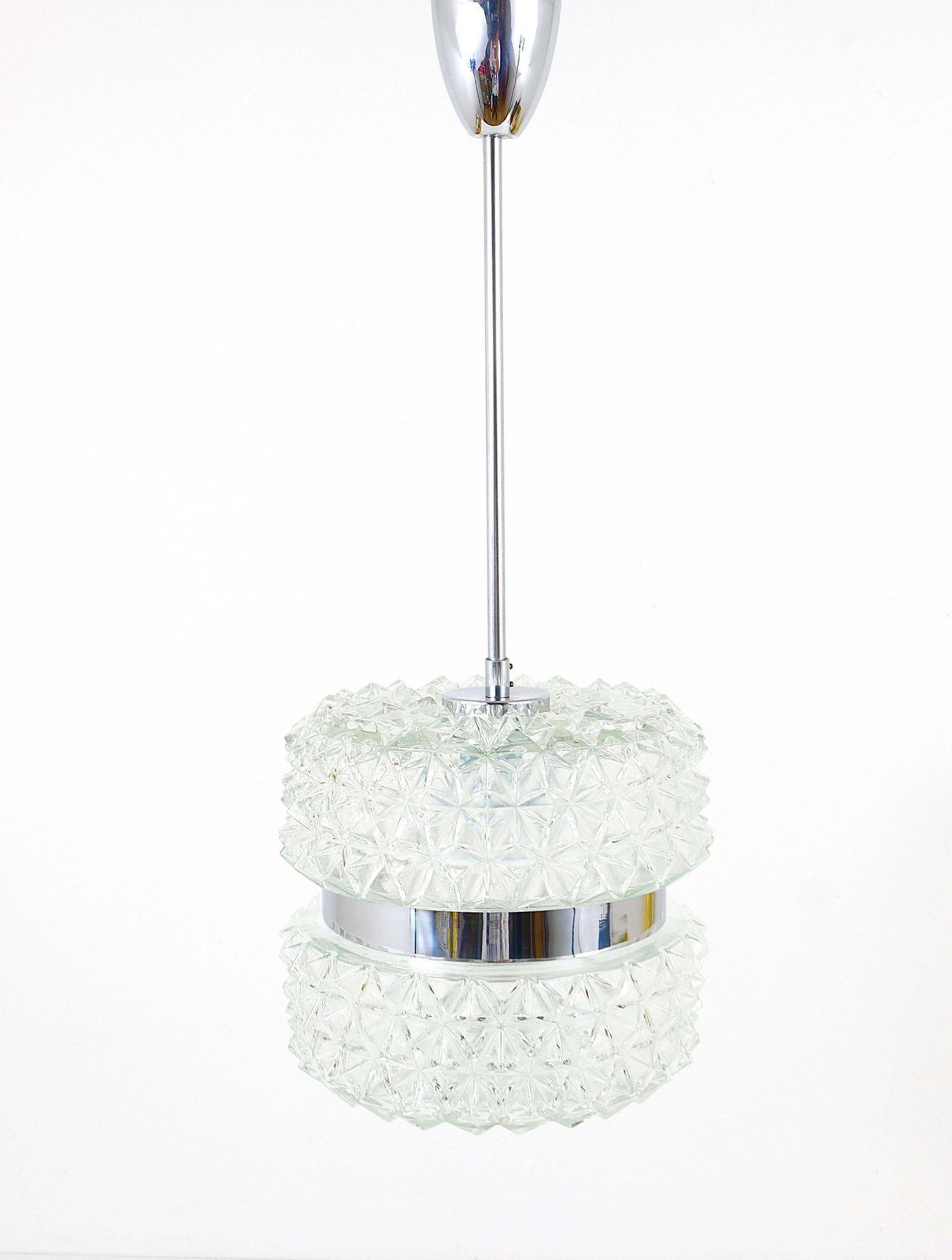 Karl Fagerlund Style Chrome And Faceted Glass Pendant Light From The 1960s photo Lighting