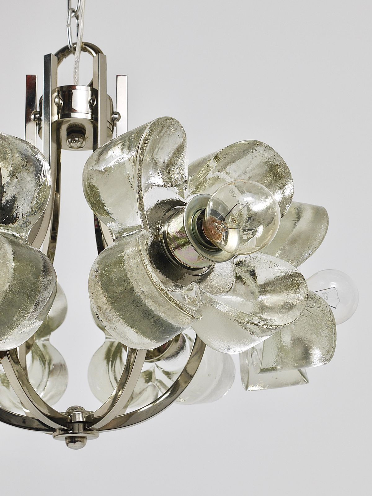 Kalmar Style Crystal Glass Flower Pendant Chandelier By Sische, Germany, 1970s photo vinterior