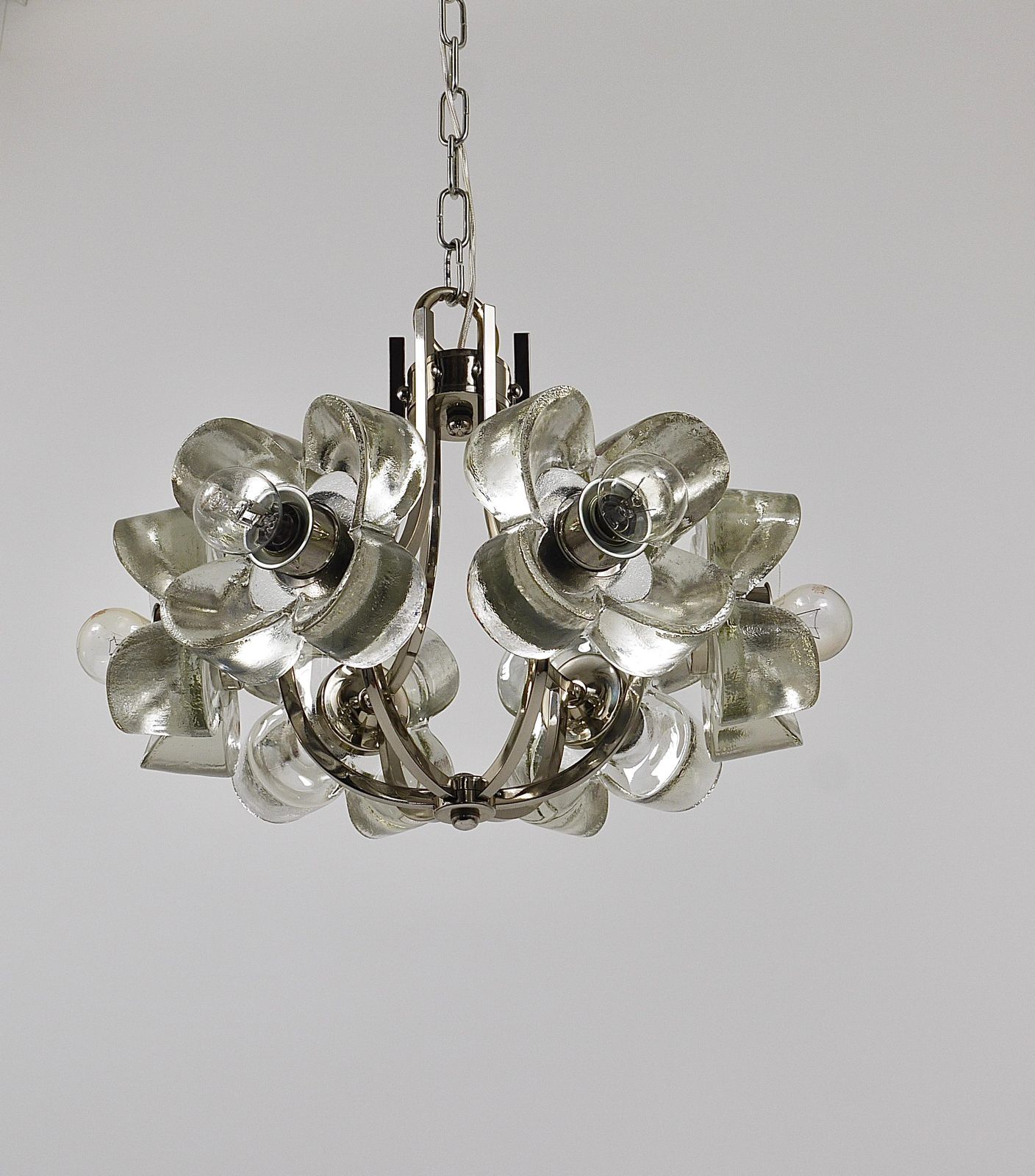 1532.0 Kalmar Style Crystal Glass Flower Pendant Chandelier By Sische, Germany, 1970s photo
