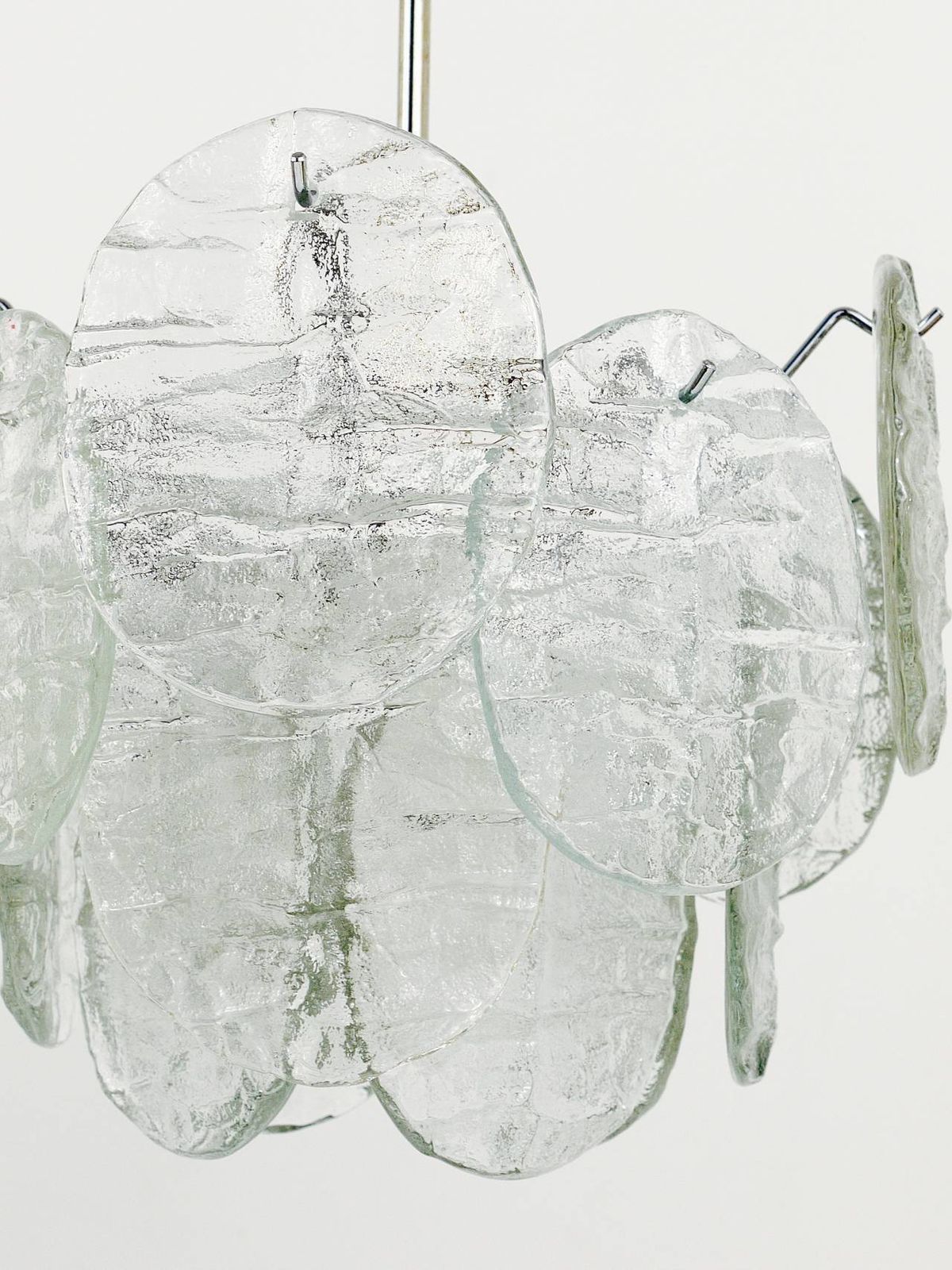J.T. Kalmar Vienna Ice Glass Disc Mid Century Chandelier, Austria, 1960s photo buy
