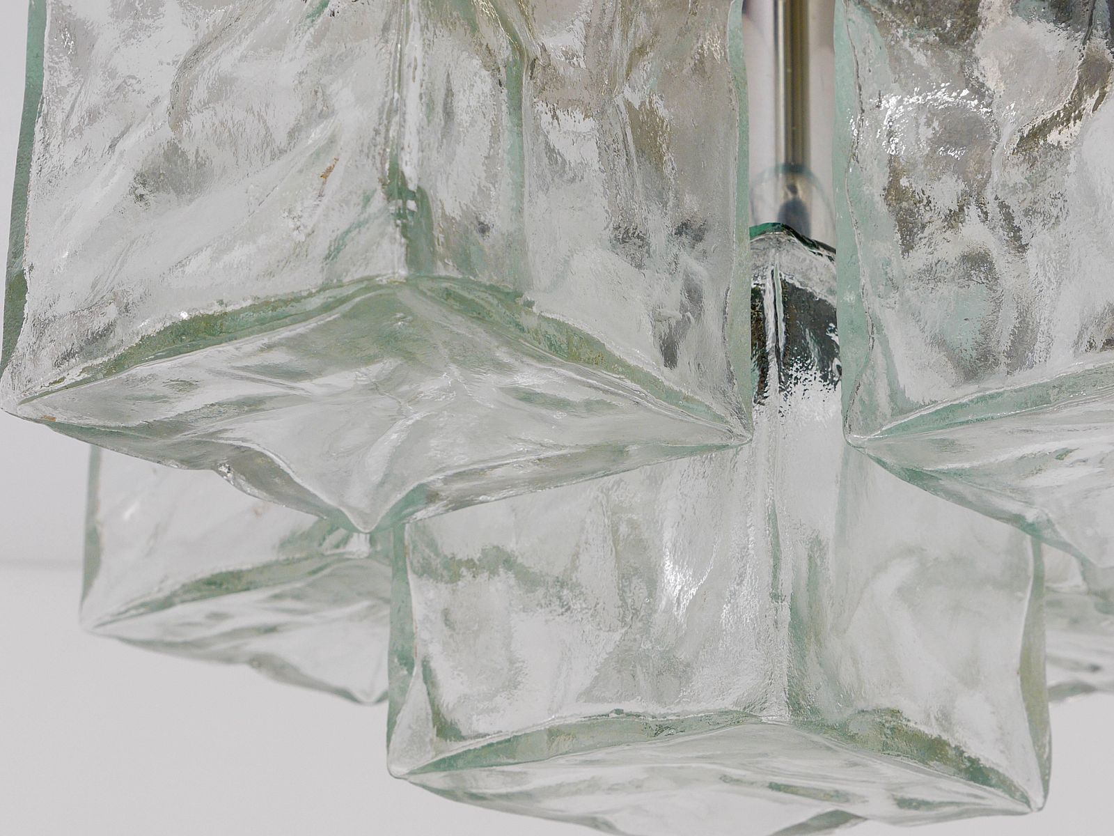 photo for sale J.T. Kalmar Ice Cube Glass Flush Mount Chandelier Or Sconce, Austria, 1960s