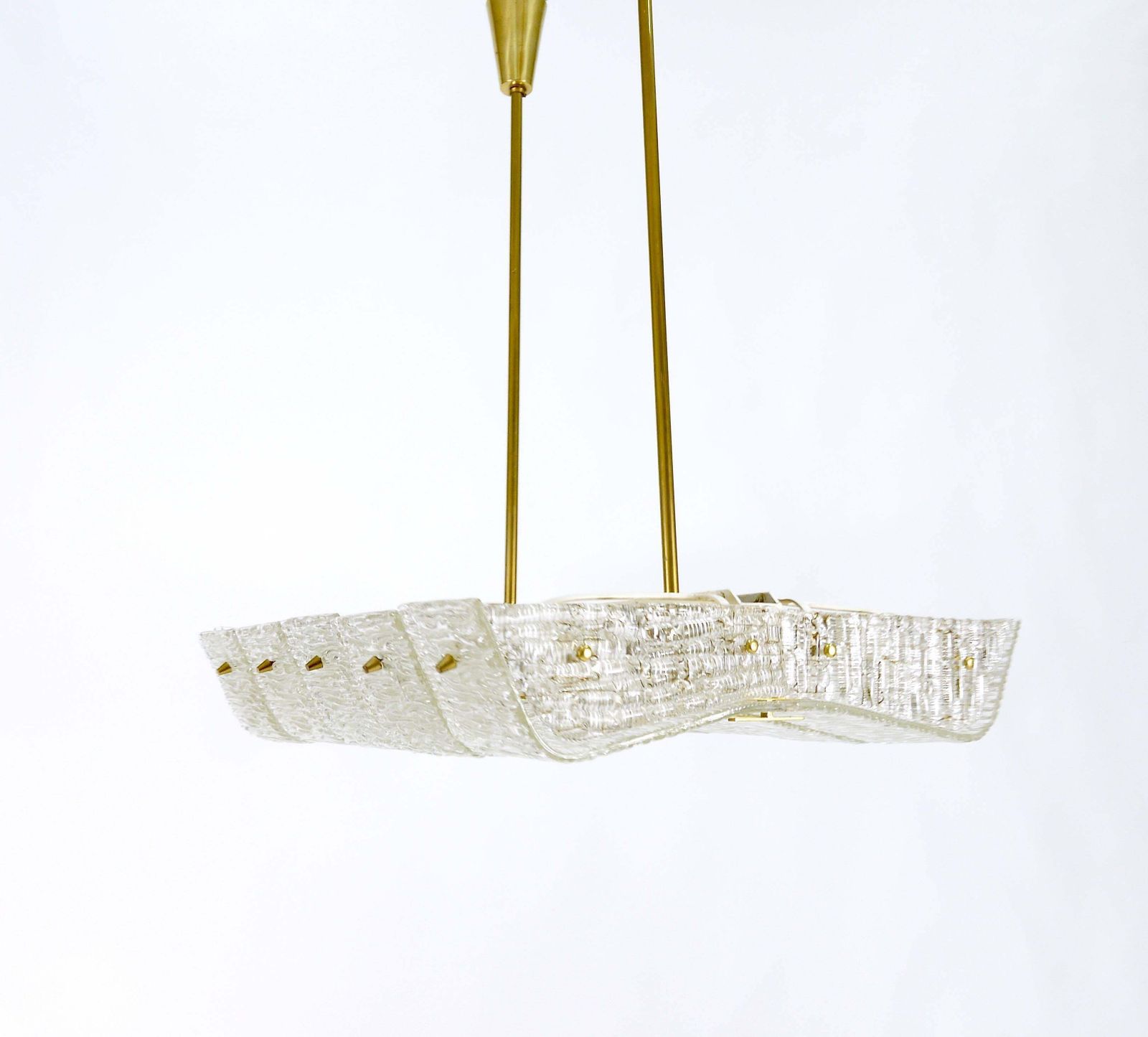 J.T. Kalmar Huge Spare Brass And Textured Glass Chandelier, Austria, 1950s photo furniture