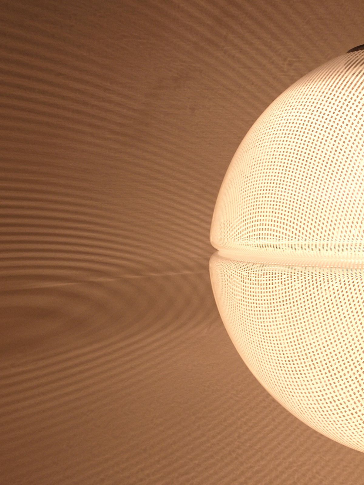 Harvey Guzzini Post Modern Striped Op Art Globe Pendant Lamp By Meblo, 1970s photo vintage