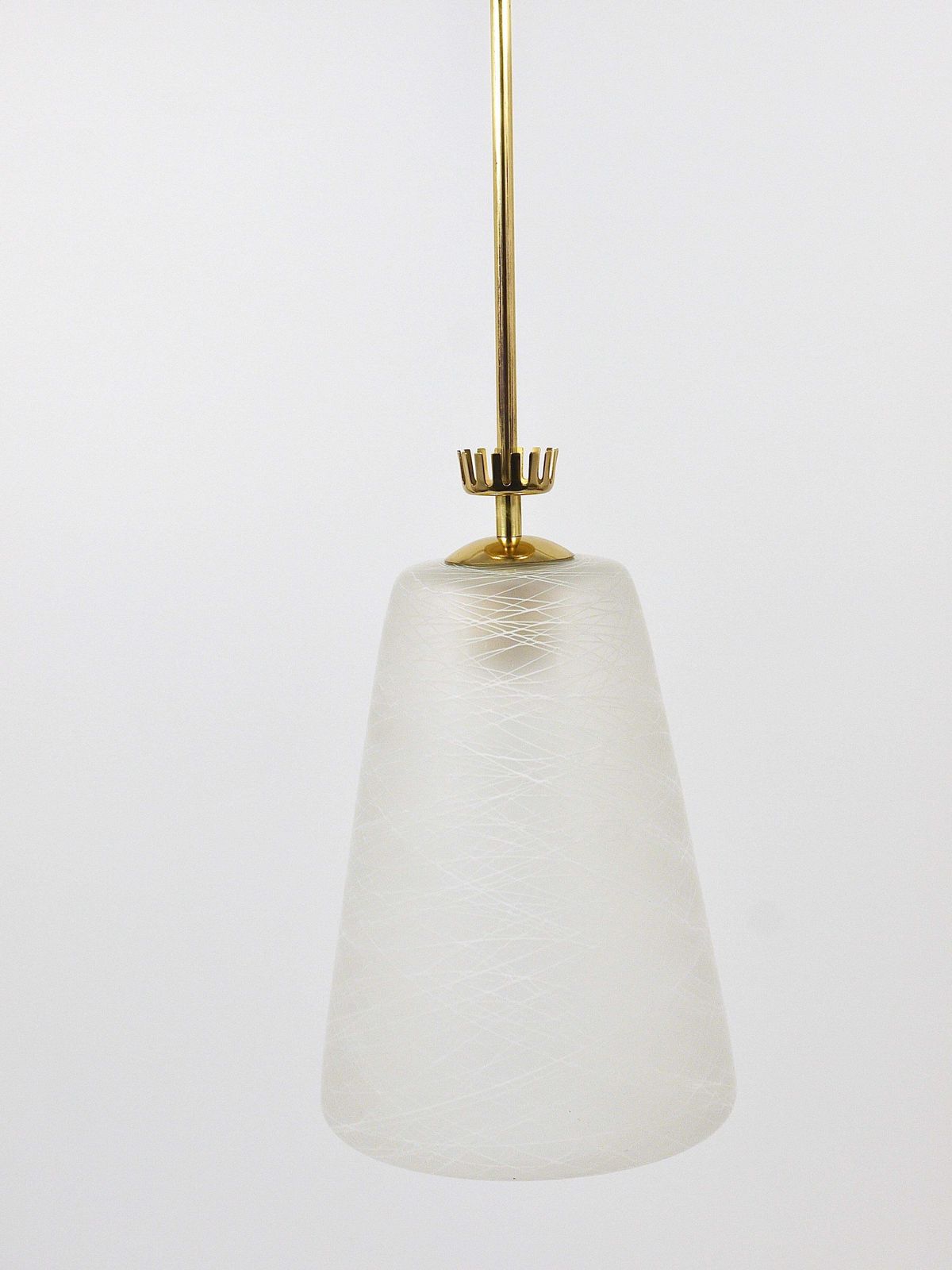 Gio Ponti Style Mid Century Brass Crown Pendant Lamp Lantern, Italy, 1950s photo 1975.0
