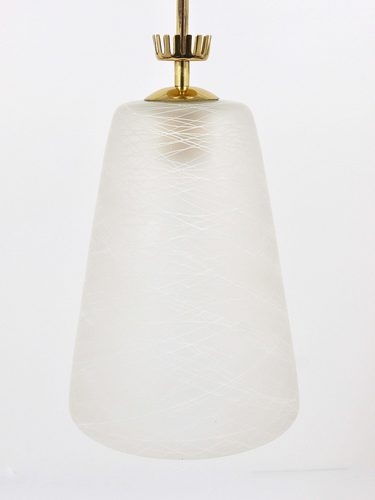 Gio Ponti Style Mid Century Brass Crown Pendant Lamp Lantern, Italy, 1950s photo vinterior