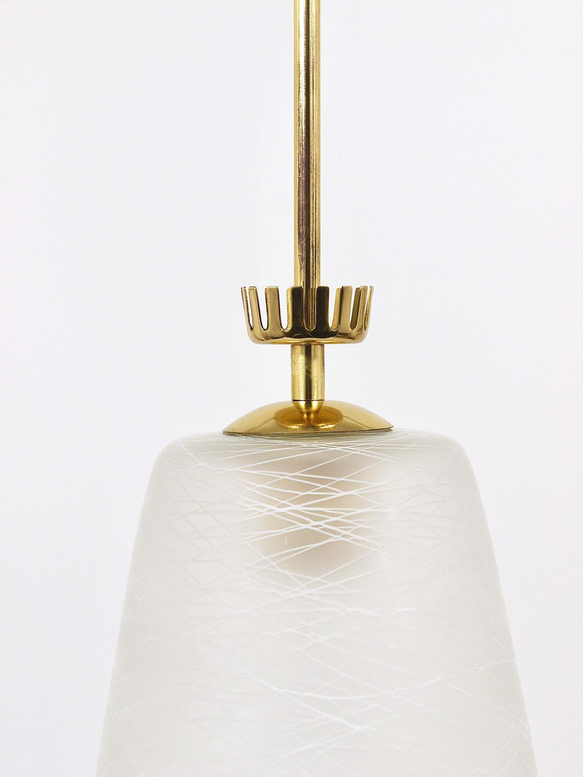 Gio Ponti Style Mid Century Brass Crown Pendant Lamp Lantern, Italy, 1950s photo vintage