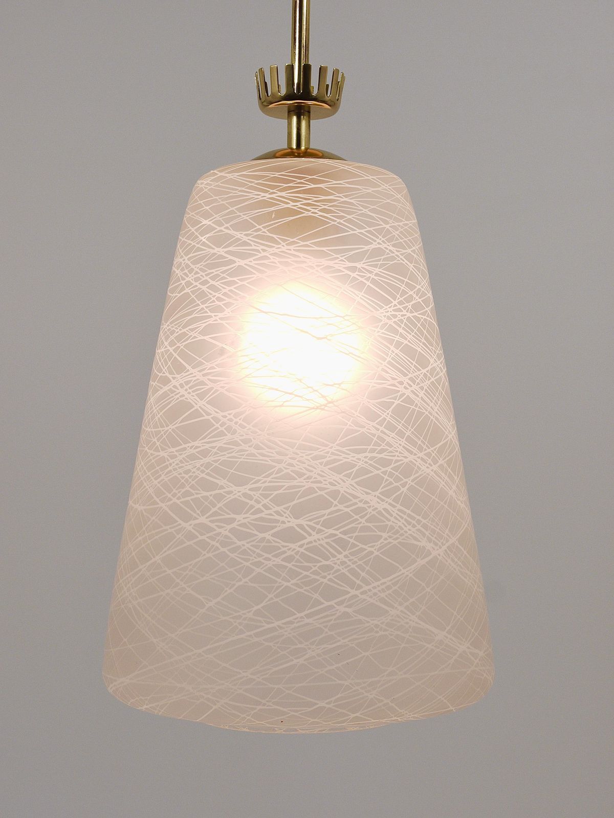 1975.0 Gio Ponti Style Mid Century Brass Crown Pendant Lamp Lantern, Italy, 1950s photo