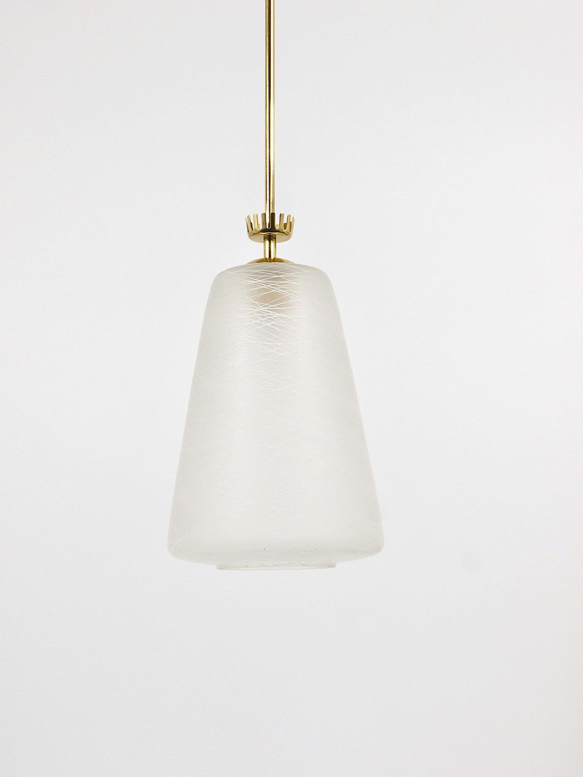 photo vinterior Gio Ponti Style Mid Century Brass Crown Pendant Lamp Lantern, Italy, 1950s