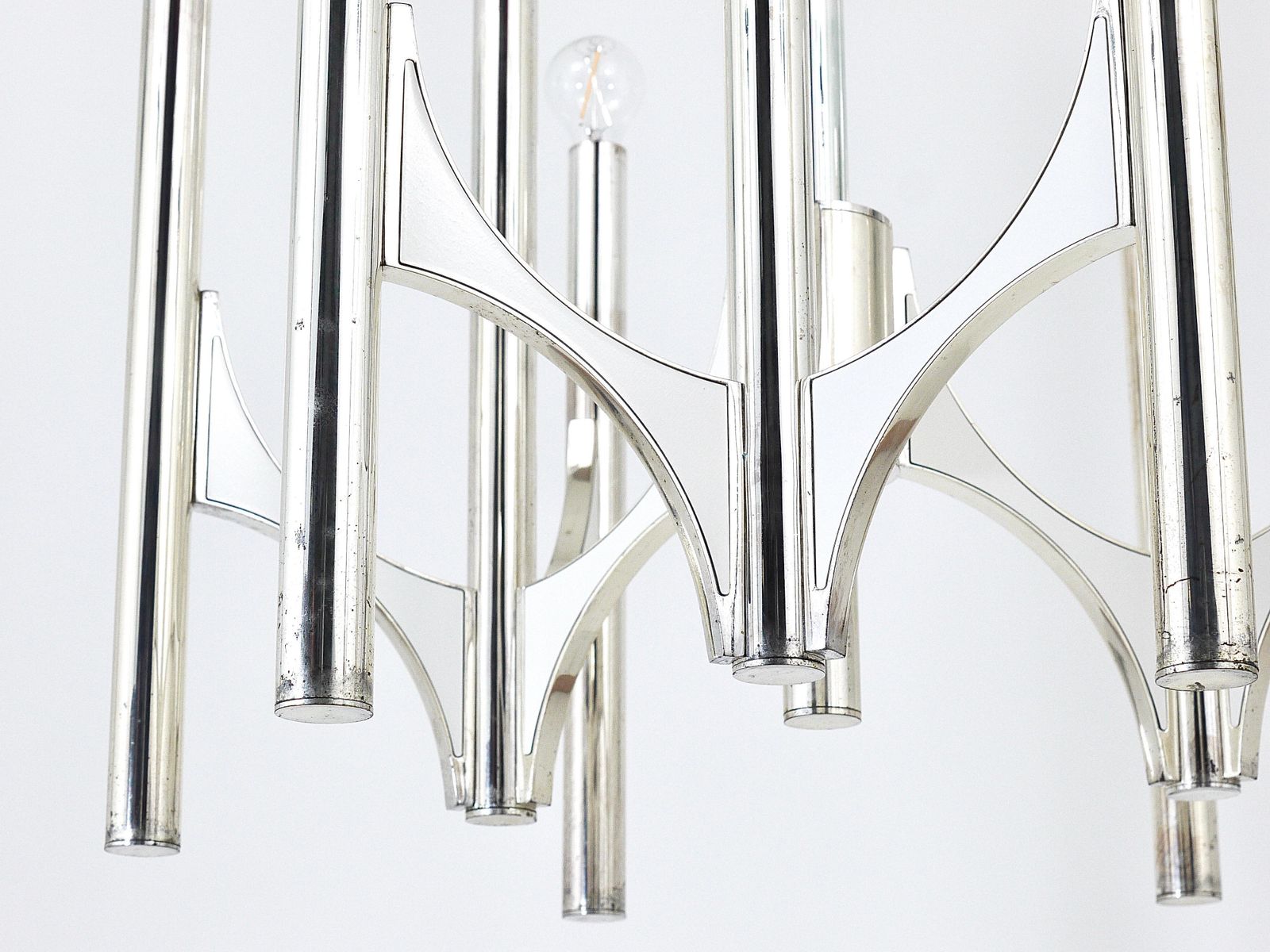 photo vintage Gaetano Sciolari Sirius Silver Plated Mid Century Chandelier, Lightolier, Italy
