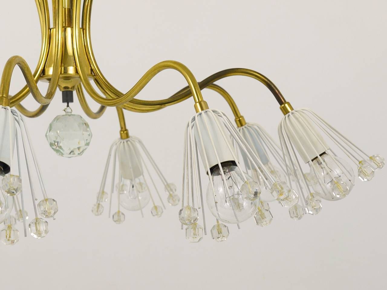 Floral Emil Stejnar Modernist Brass Chandelier, Rupert Nikoll, Austria, 1950s photo buy