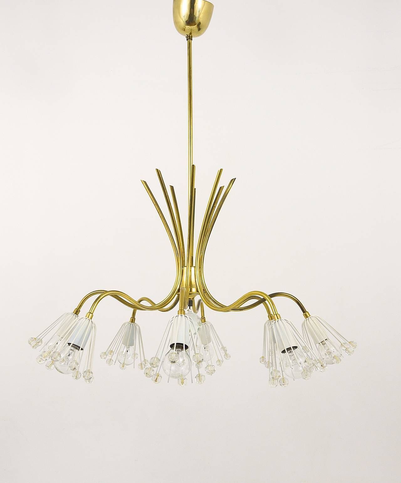 photo furniture Floral Emil Stejnar Modernist Brass Chandelier, Rupert Nikoll, Austria, 1950s