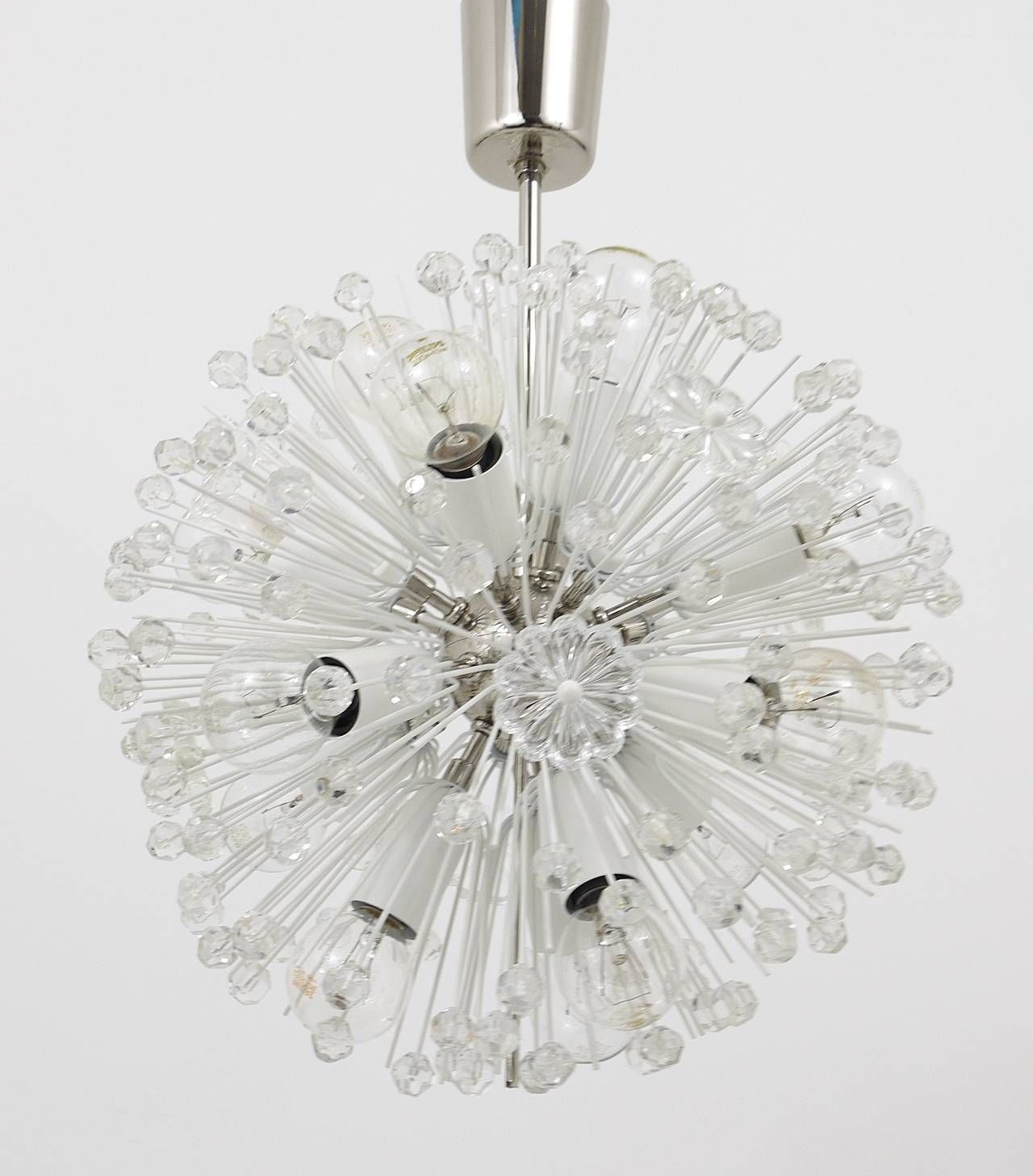 Emil Stejnar Nickel Plated Dandelion Sputnik Blowball Chandelier, Rupert Nikoll photo 3144.0