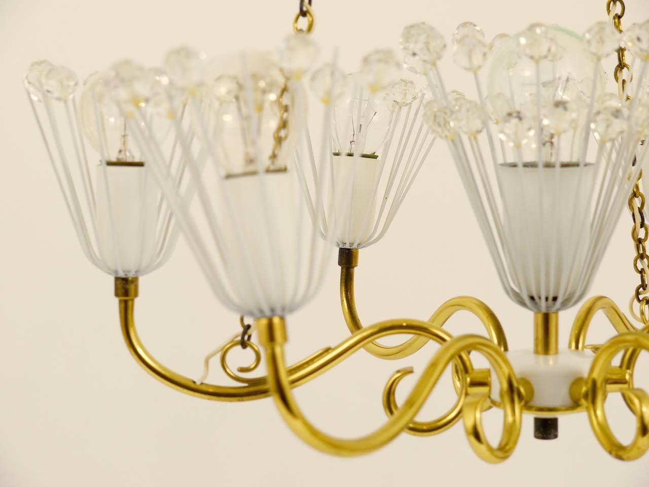 Emil Stejnar Midcentury Brass Chandelier, Rupert Nikoll Vienna, Austria, 1950s photo vintage