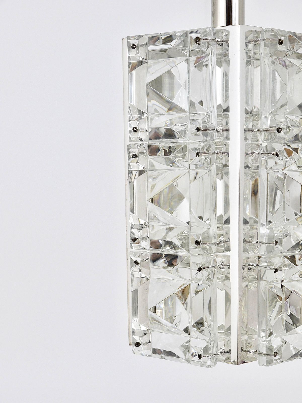 photo vinterior Bakalowits Vienna, Up To Three Faceted Crystal Pendant Lamps, Austria, 1960s