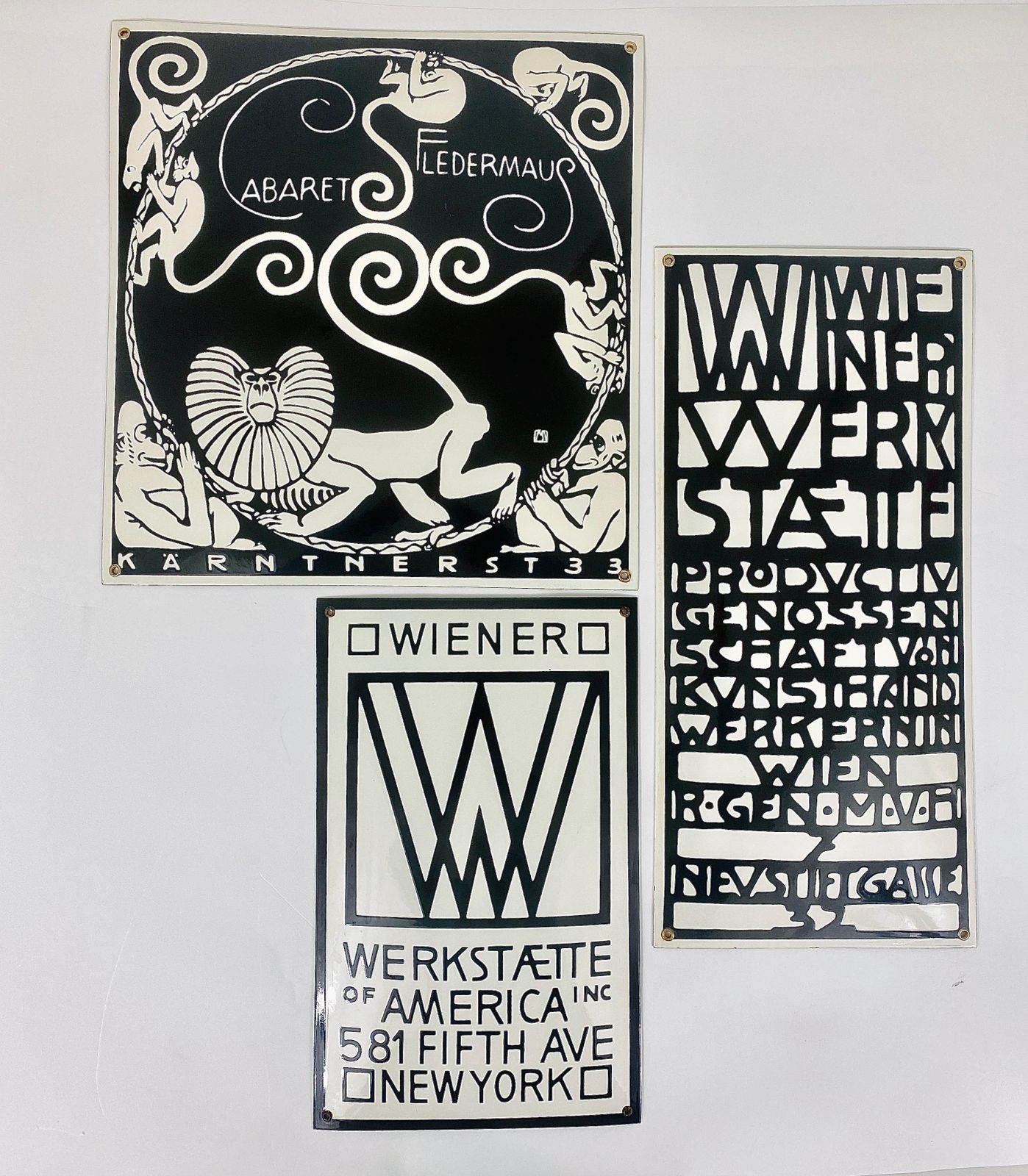 Rare Domed Wiener Werkstaette Vienna Art Nouveau Enameled Advertising Sign photo furniture