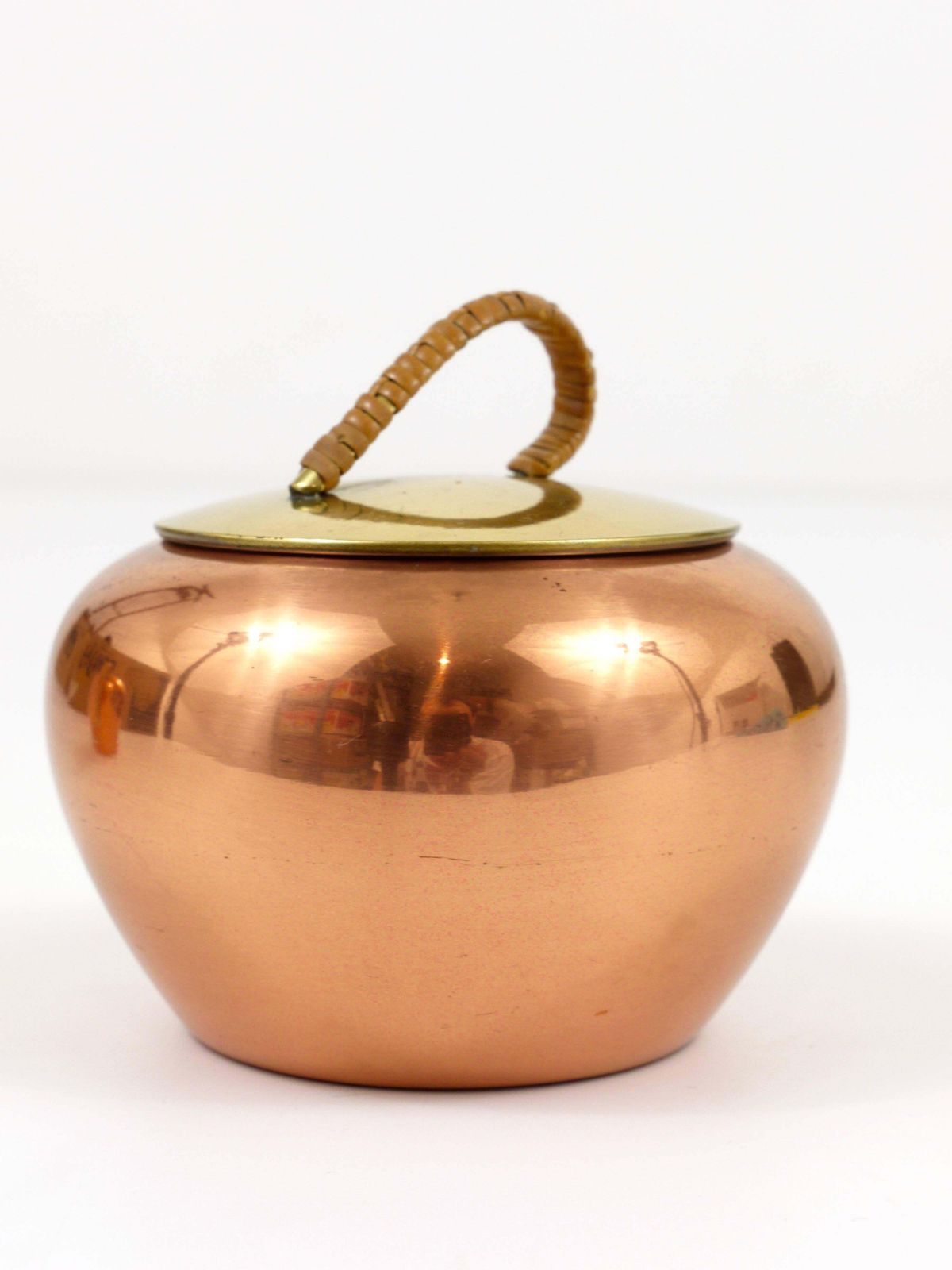 Mid Century Copper & Brass Milk Creamer And Sugar Bowl With Lid, Austria, 1950s photo vintage