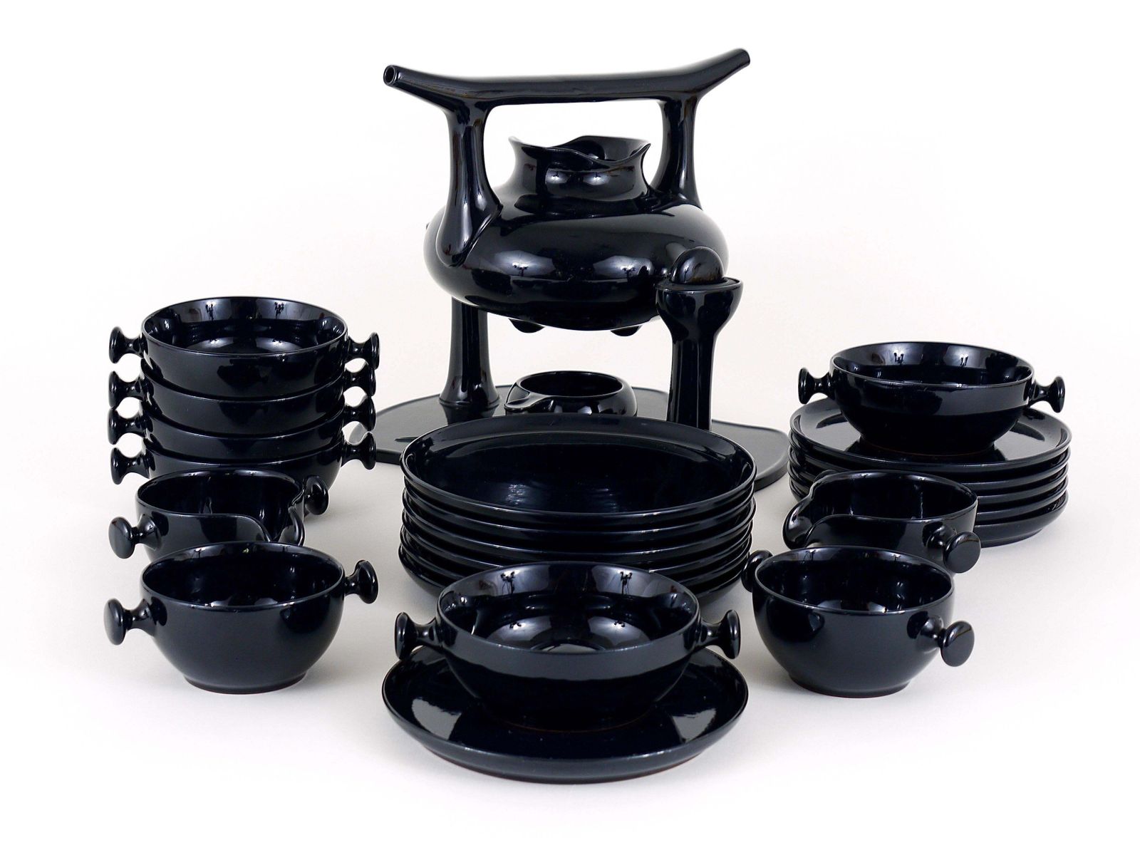 Luigi Colani Zen Full Tea Set And Plates, Stoneware, Friesland, Germany, 1970s photo furniture