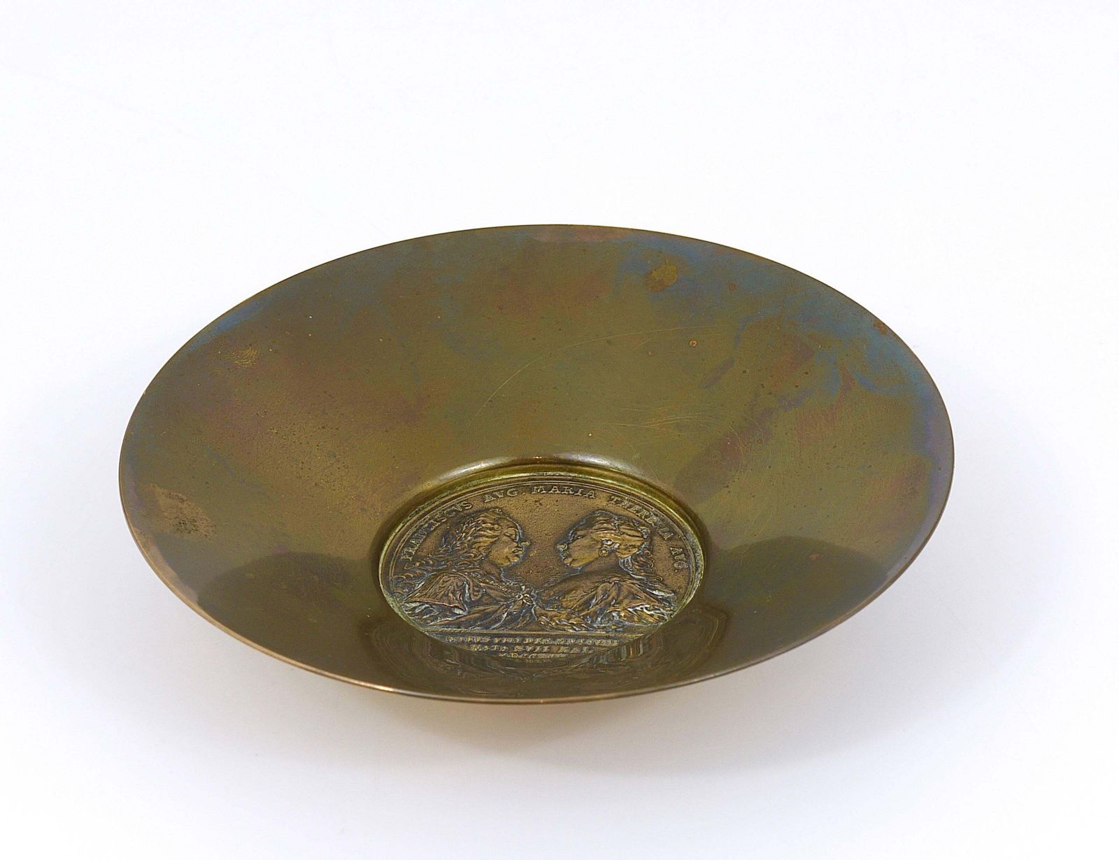 Carl Auböck II Brass Tray, Bowl, Vide Poche, Maria Theresia Coin, Austria, 1950s photo for sale