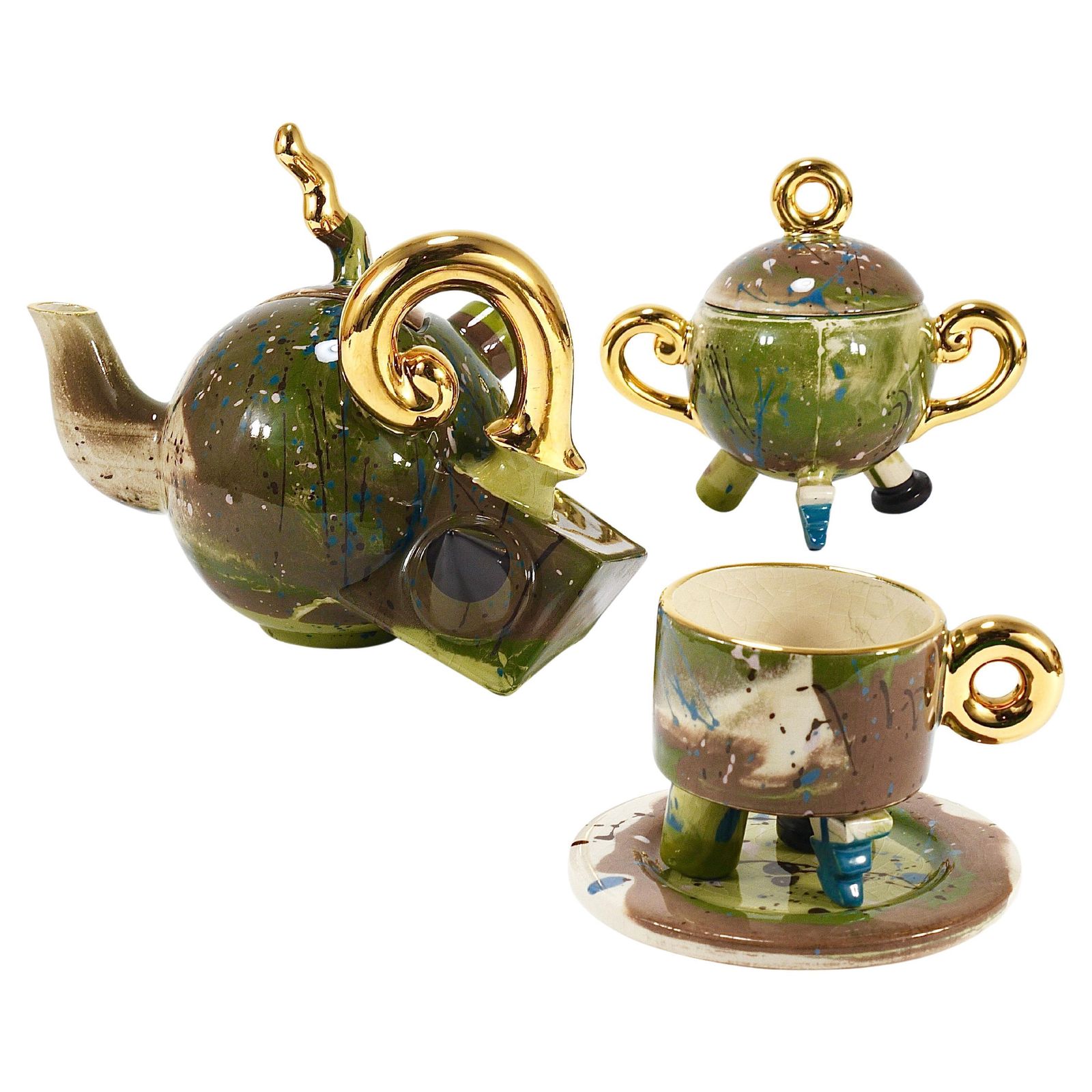 Juraj Mahalik Sculptural Postmodern Pop Art Tea Service By Art4, Slovakia, 1990s