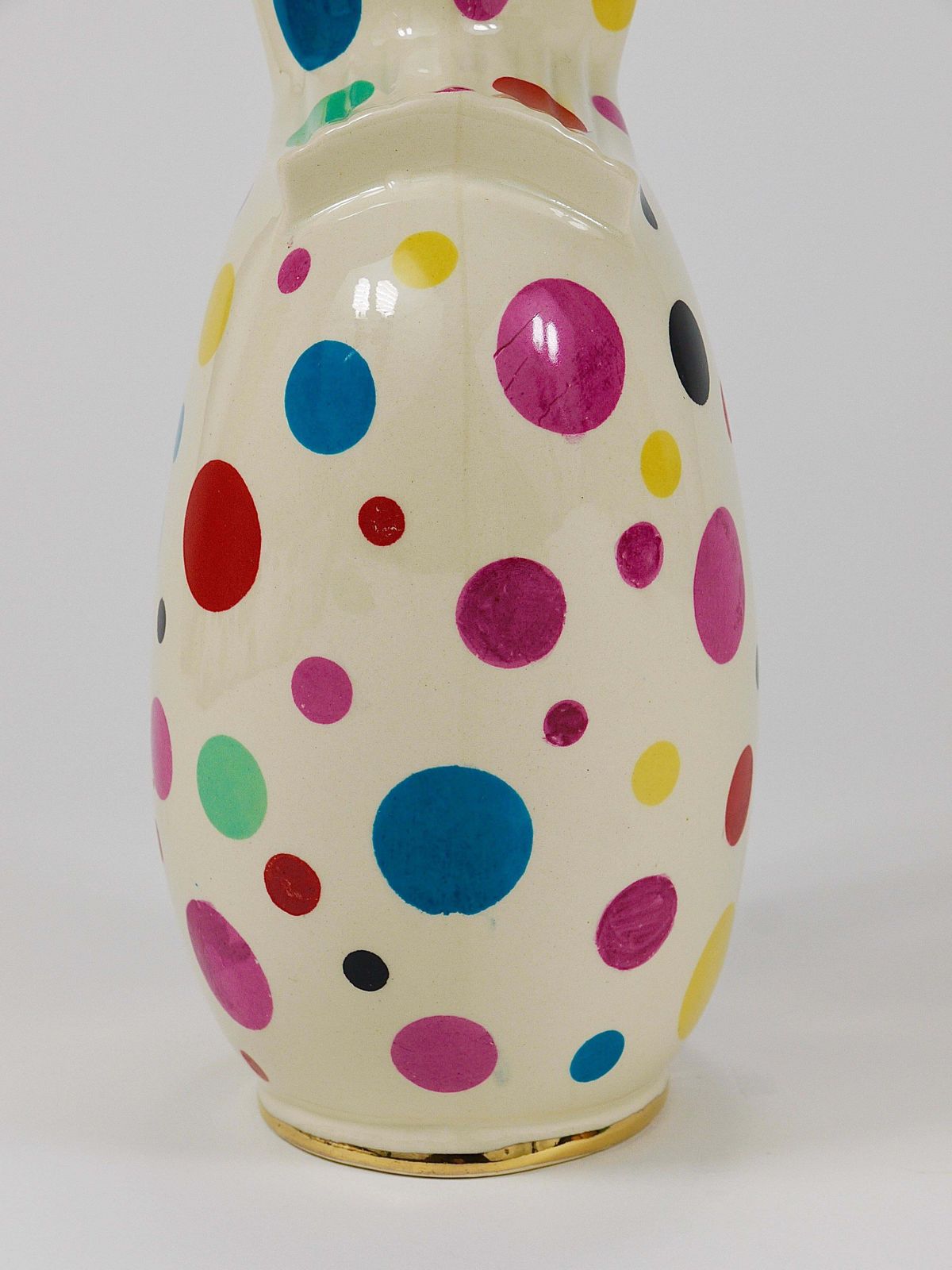 556.0 Boch Frères Gold & Polka Dot Decor Mid Century Pitcher / Jug, Belgium, 1950s photo