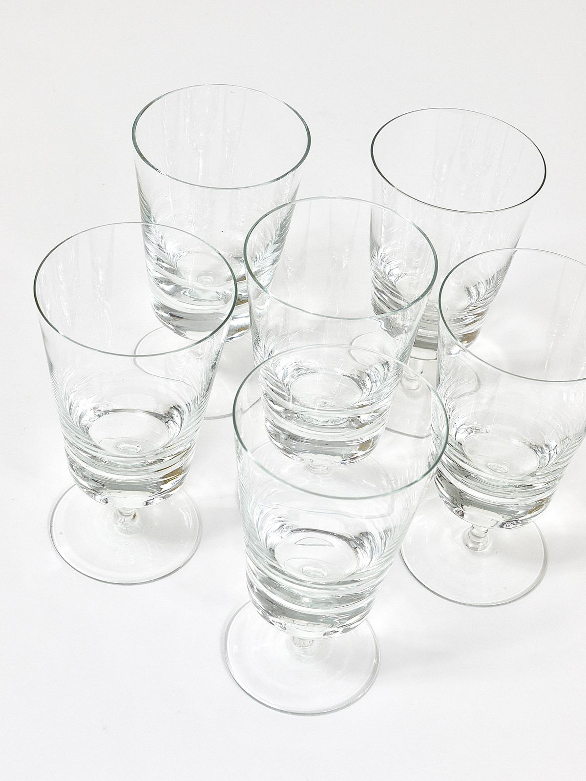 photo vintage Oswald Haerdtl Set Of Six Mid Century Crystal Wine Glasses, Austria, 1950s