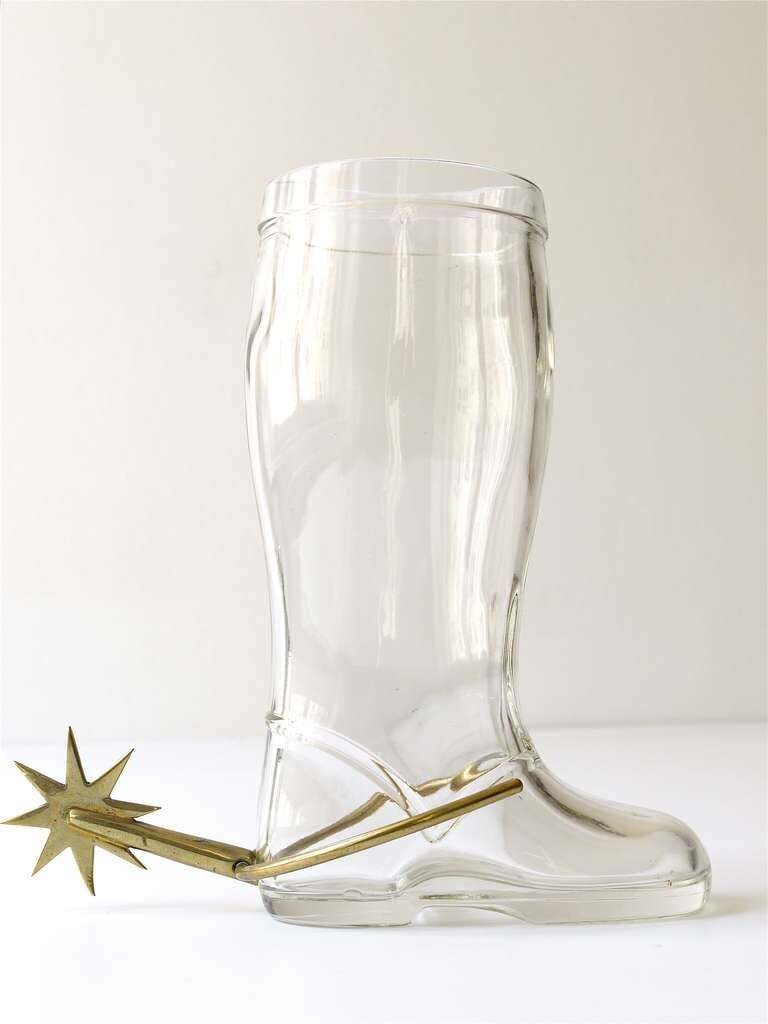 Carl Auböck Boot Pitcher, Vase, Drinking Glass With Brass Spur, Austria, 1950s photo for sale