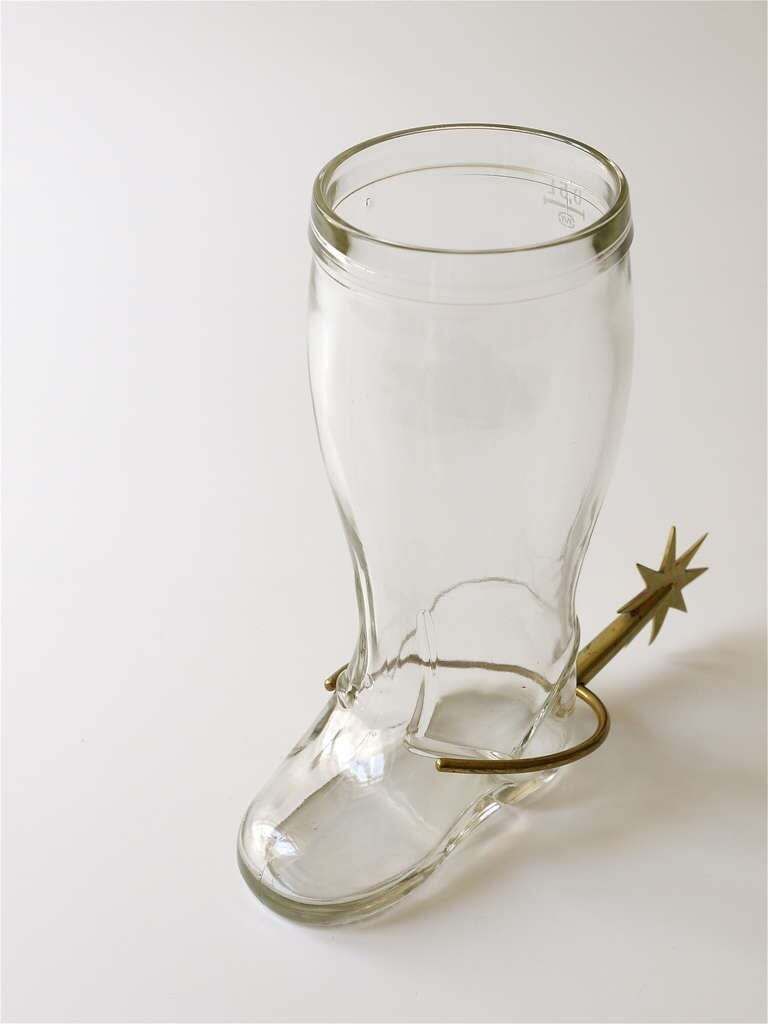 Carl Auböck Boot Pitcher, Vase, Drinking Glass With Brass Spur, Austria, 1950s photo Home Decor
