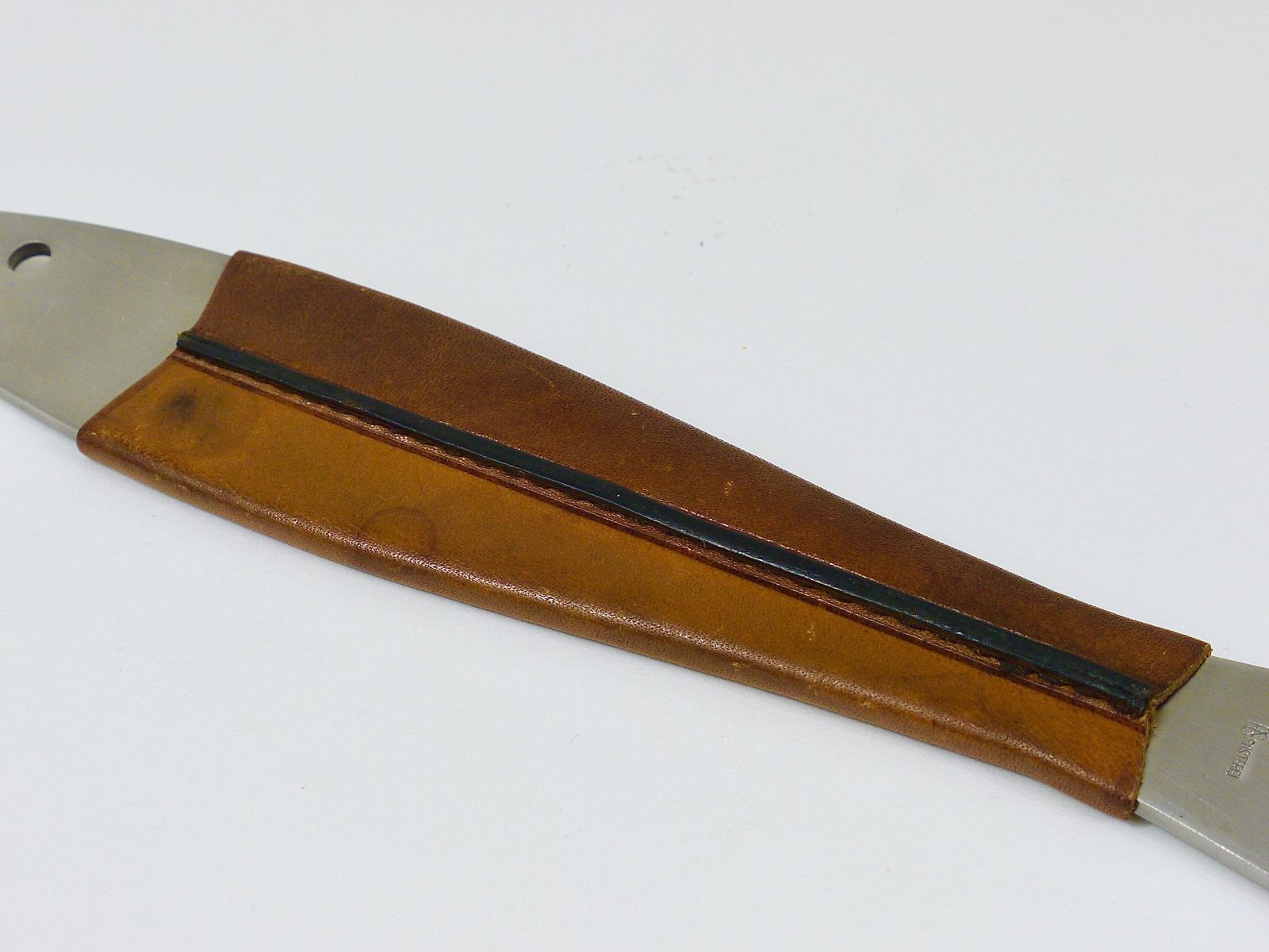 395.0 Carl Auböck Neptune Fish Bottle Opener, Leather & Steel By Amboss Austria, 1950s photo