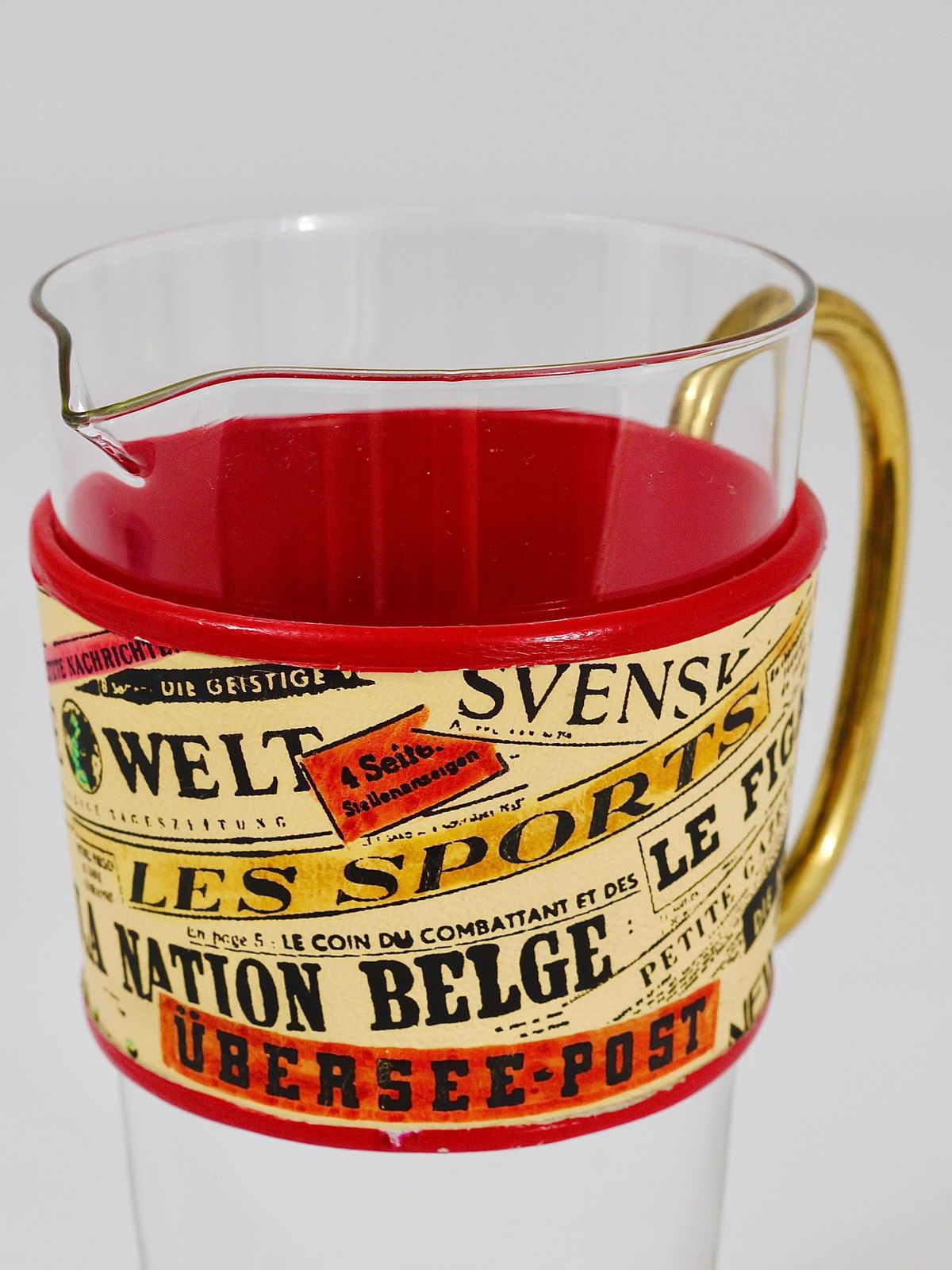 Carl Auböck Martini Newspaper Midcentury Glass Pitcher, Austria, 1950s photo furniture