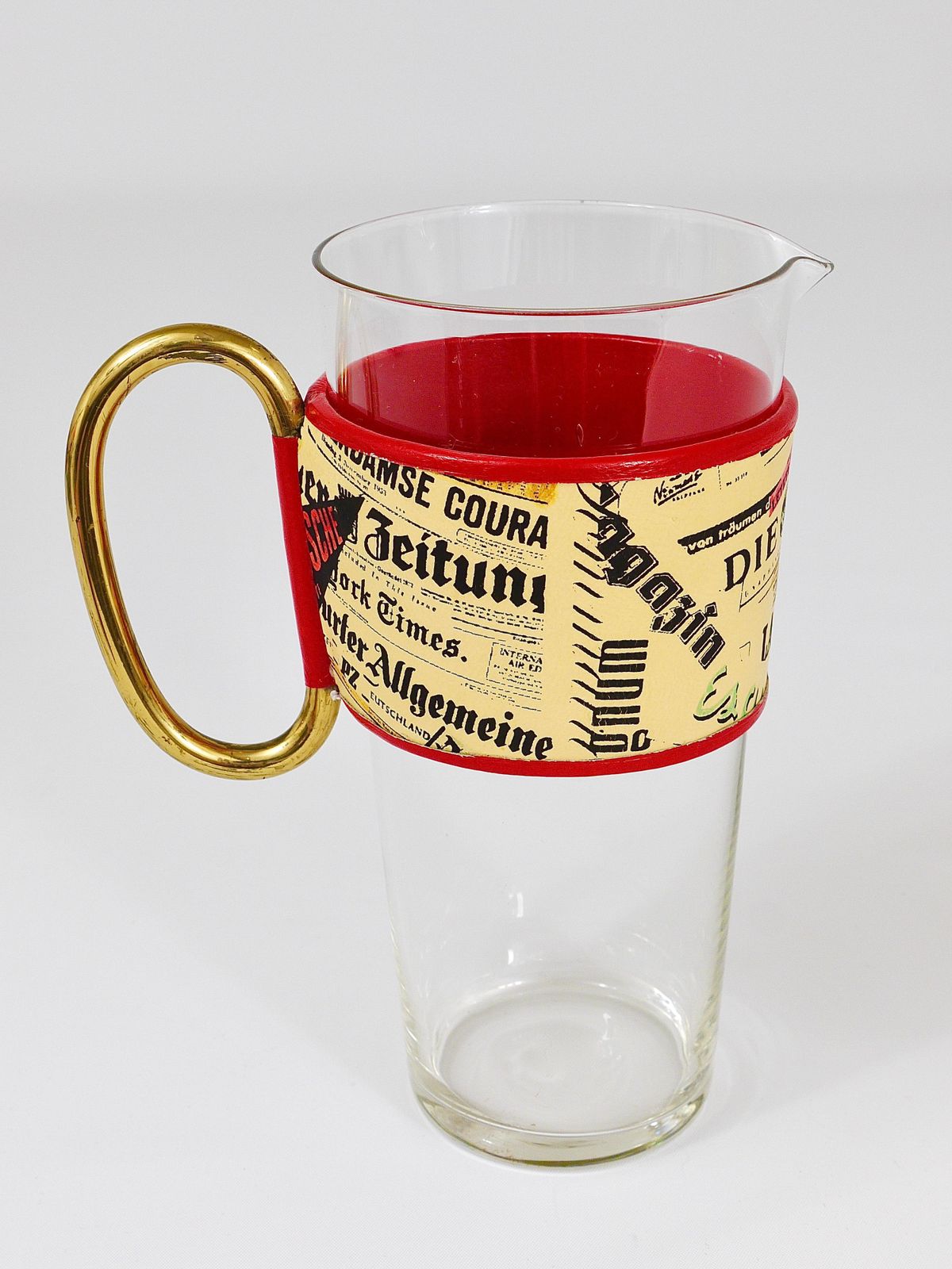 Carl Auböck Martini Newspaper Midcentury Glass Pitcher, Austria, 1950s photo Home Decor