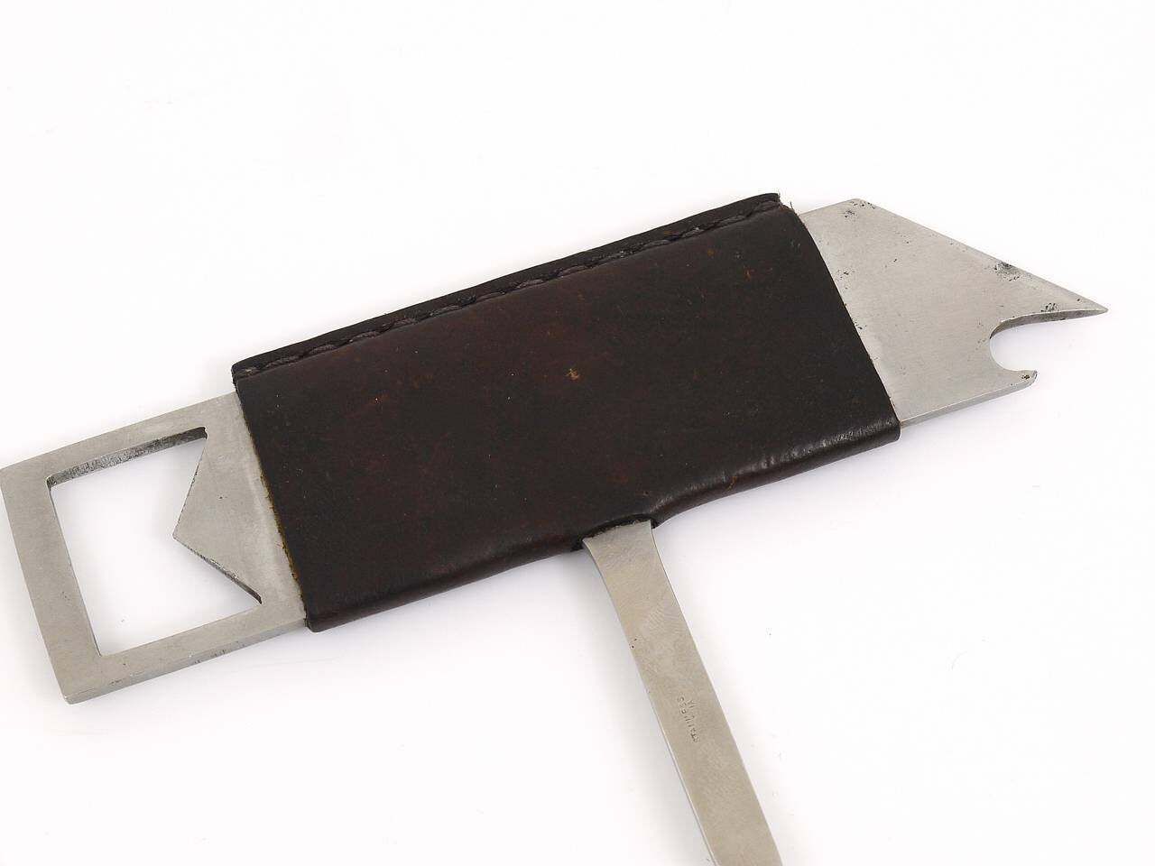 photo furniture Carl Auböck II Barboy Bottle Opener & Corkscrew, Leather & Steel, Amboss Austria